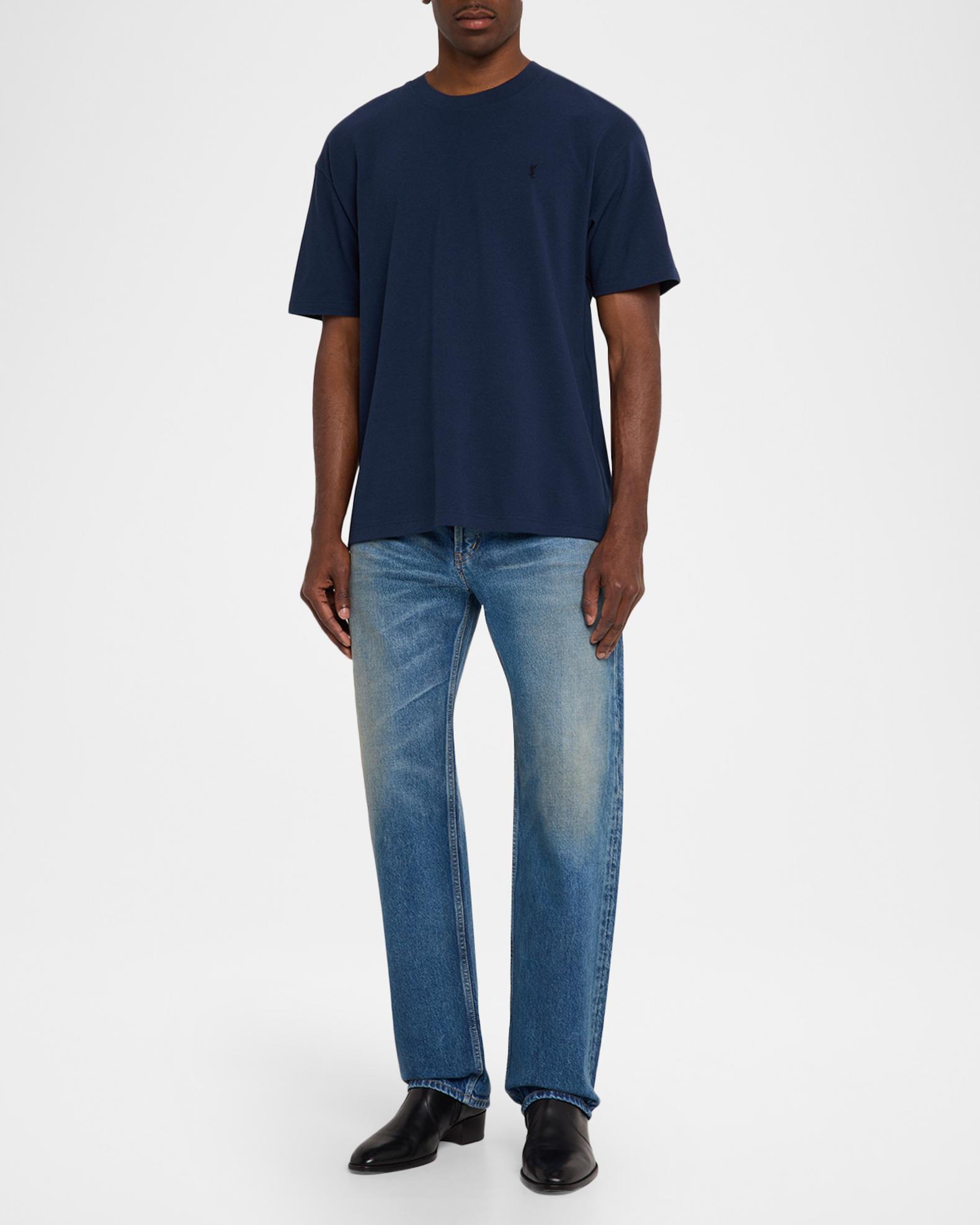Saint Laurent Men's Embroidered Cassandre Logo T Shirt | Neiman Marcus