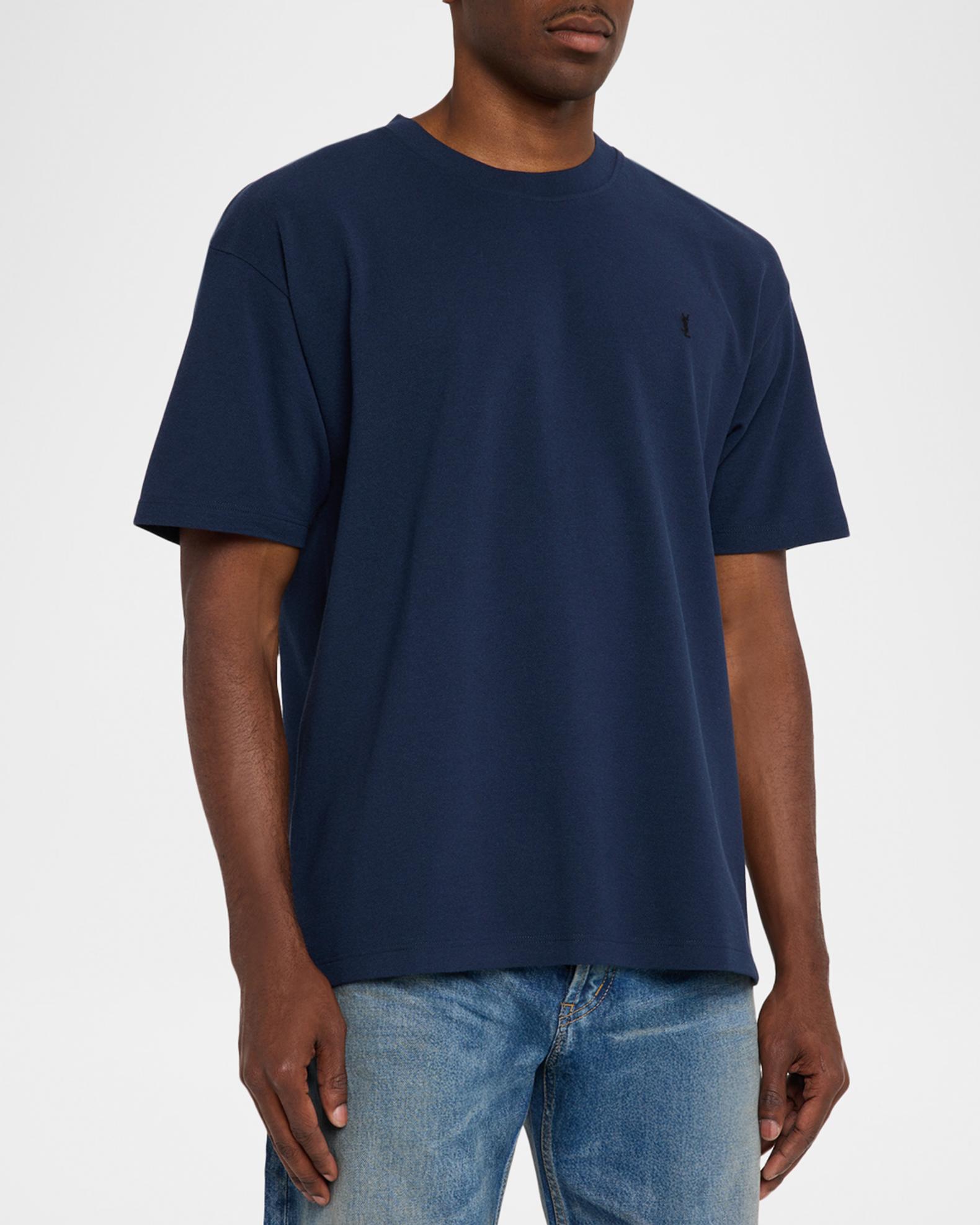 Saint Laurent Men's Embroidered Cassandre Logo T Shirt | Neiman Marcus