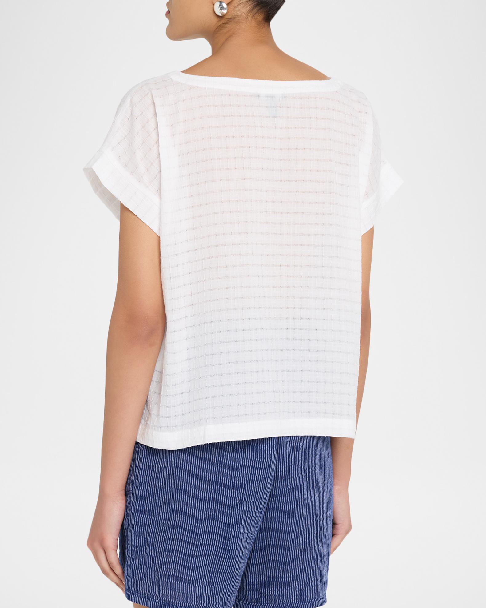 Eileen Fisher Boatneck Puckery Organic Cotton Top | Neiman Marcus