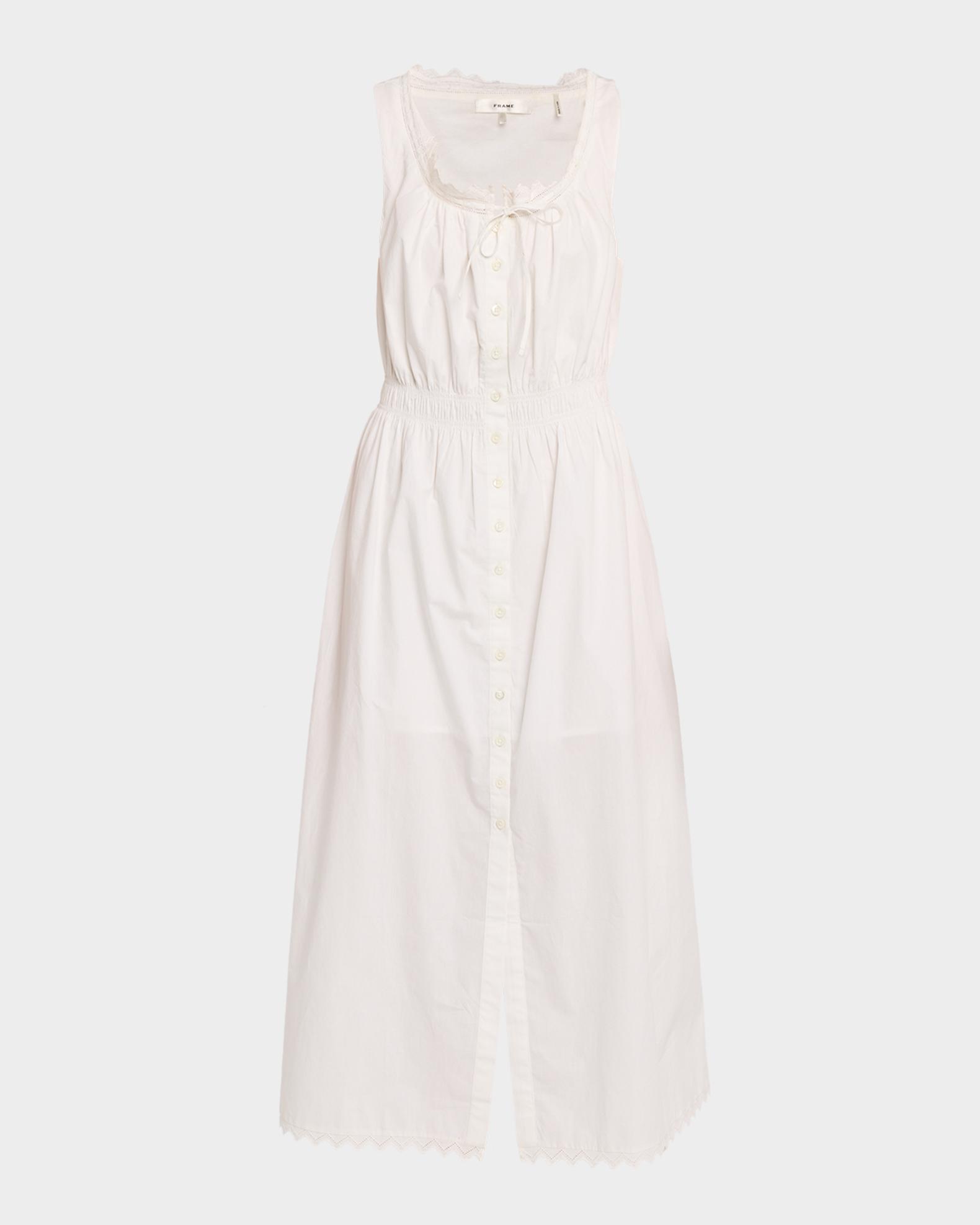FRAME The Serene Midi Dress, White, Women's, XL Cocktail & Party Wedding Guest Dresses Midi Dresses