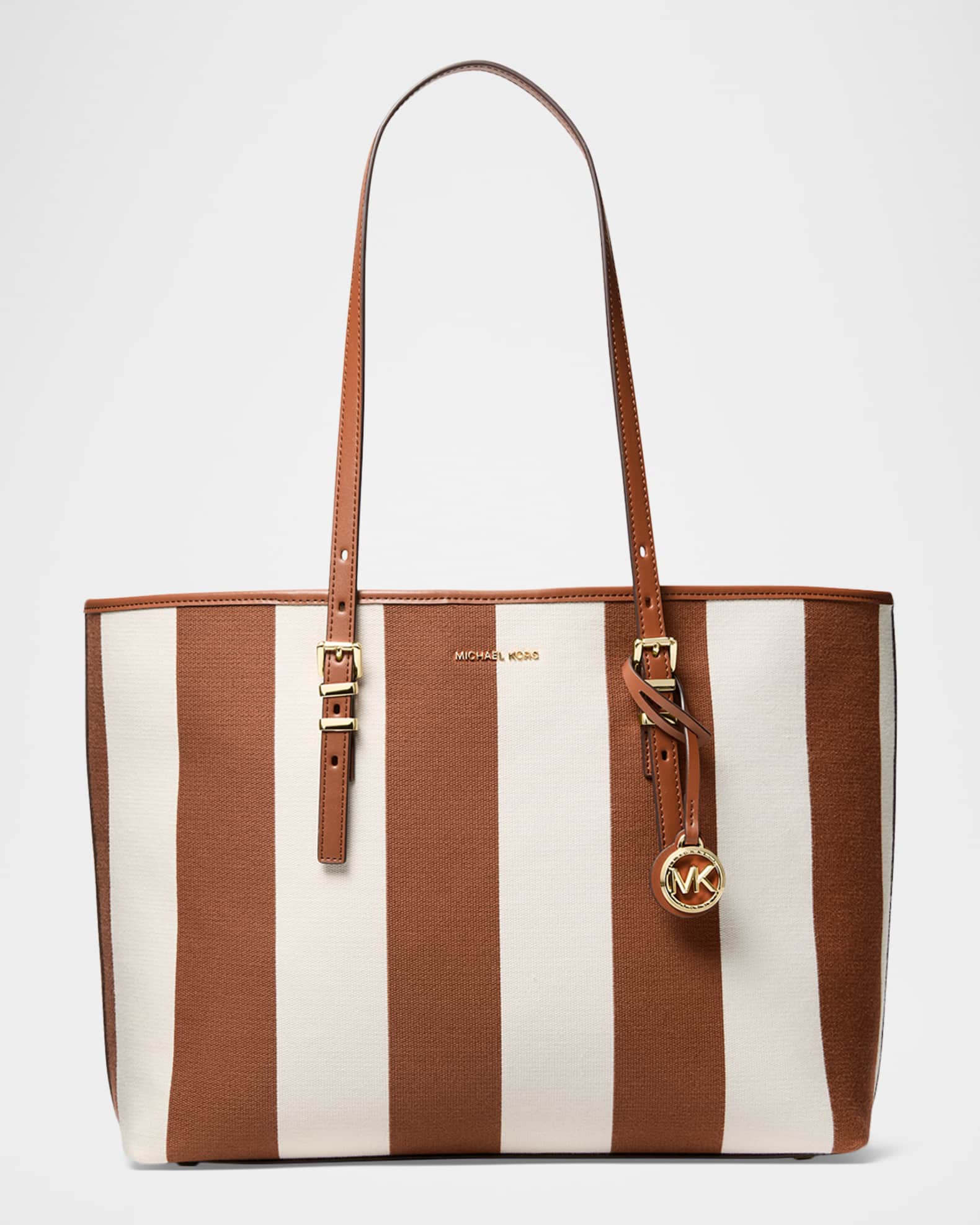 MICHAEL Michael Kors Quinn Large Striped Canvas Tote Bag | Neiman