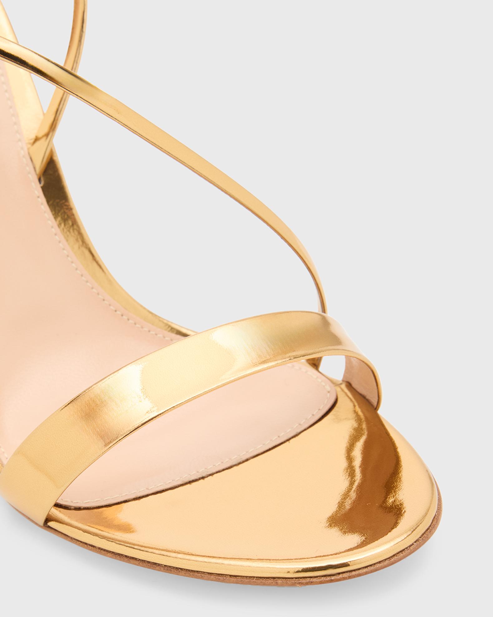 Gianvito Rossi 95mm Manhattan Metallic Leather Sandals | Neiman Marcus