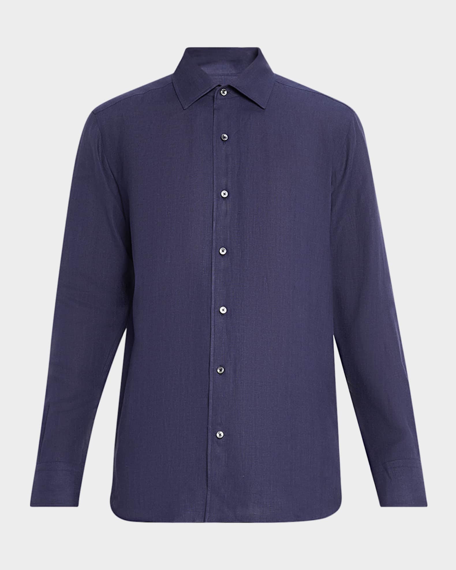 ZEGNA Men's Oasi Lino Linen Button-Down Shirt | Neiman Marcus