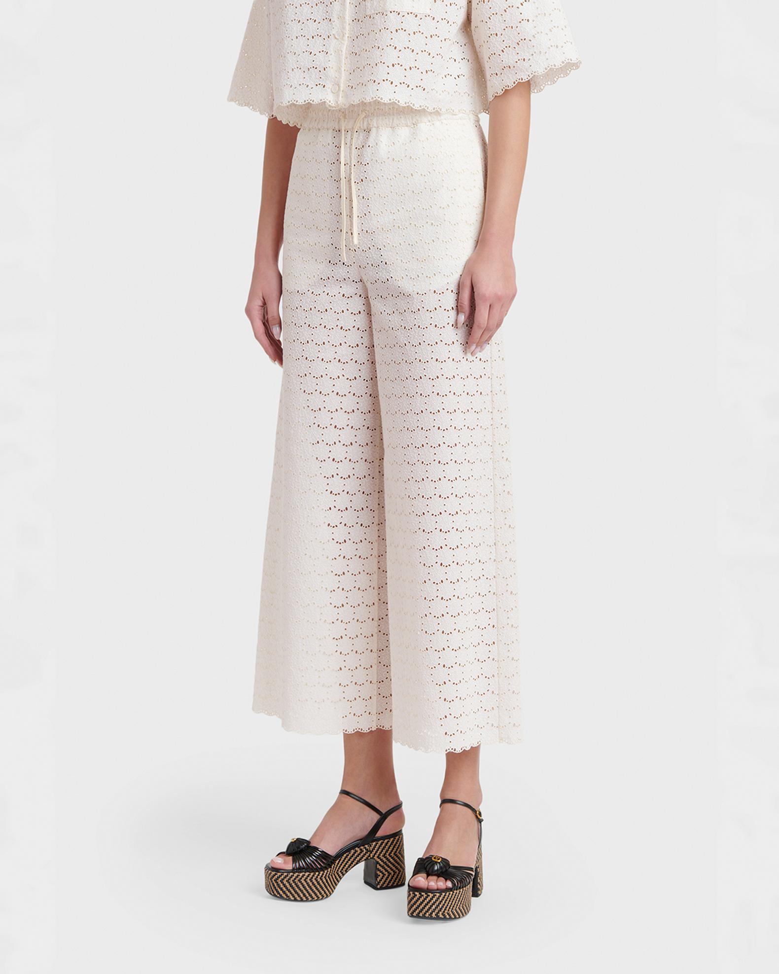 Valentino Garavani Embroidered Eyelet Cotton Drawstring Pants | Neiman ...
