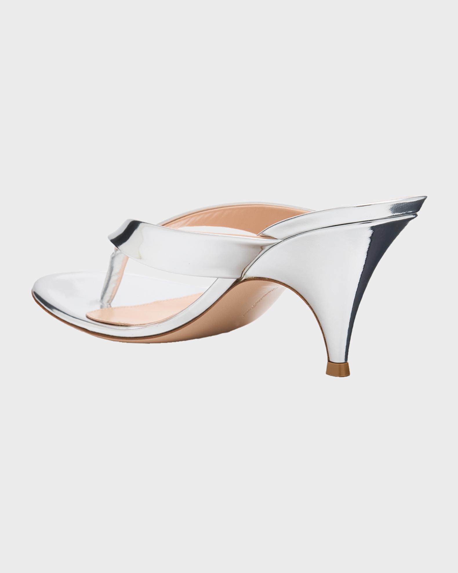 Gianvito Rossi 70mm Metallic Leather Thong Sandals | Neiman Marcus
