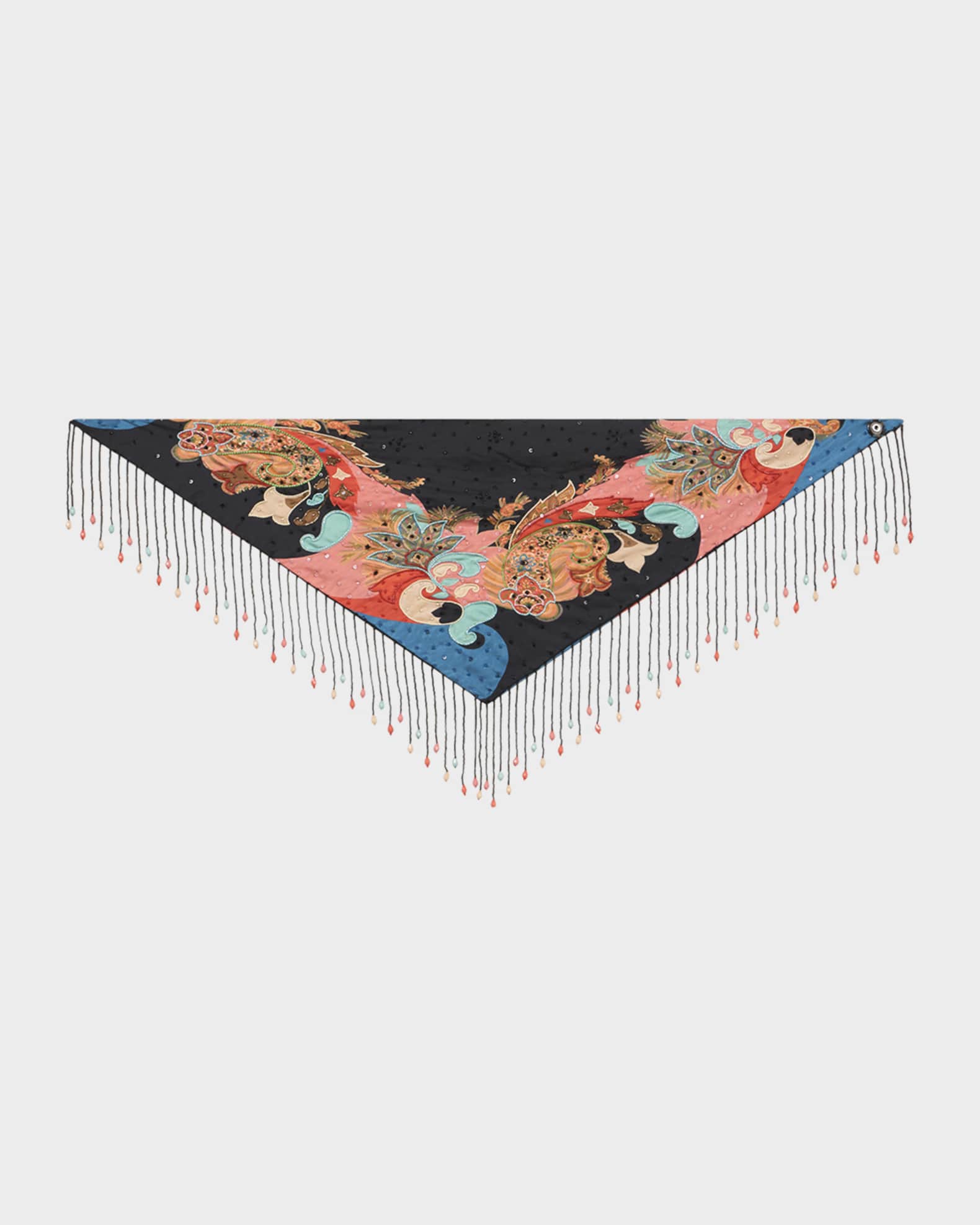Etro Embroidered Paisley-Print Fringe Scarf | Neiman Marcus