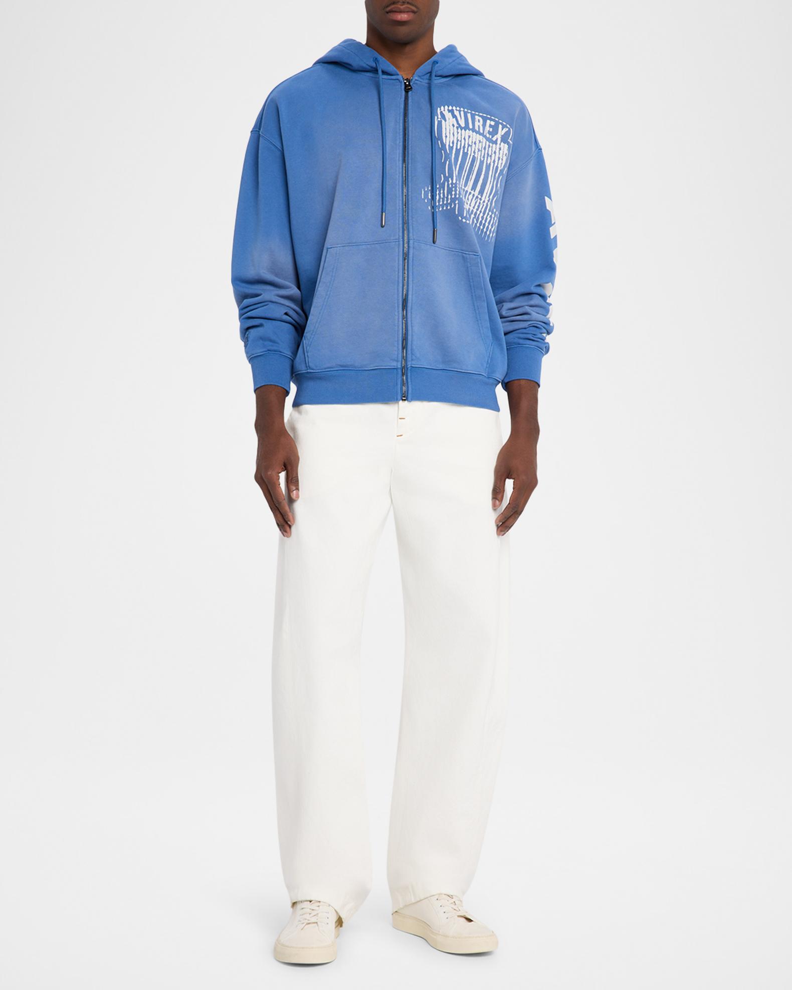 AVIREX Men's Distress Icon Patch Washed Full-Zip Hoodie | Neiman