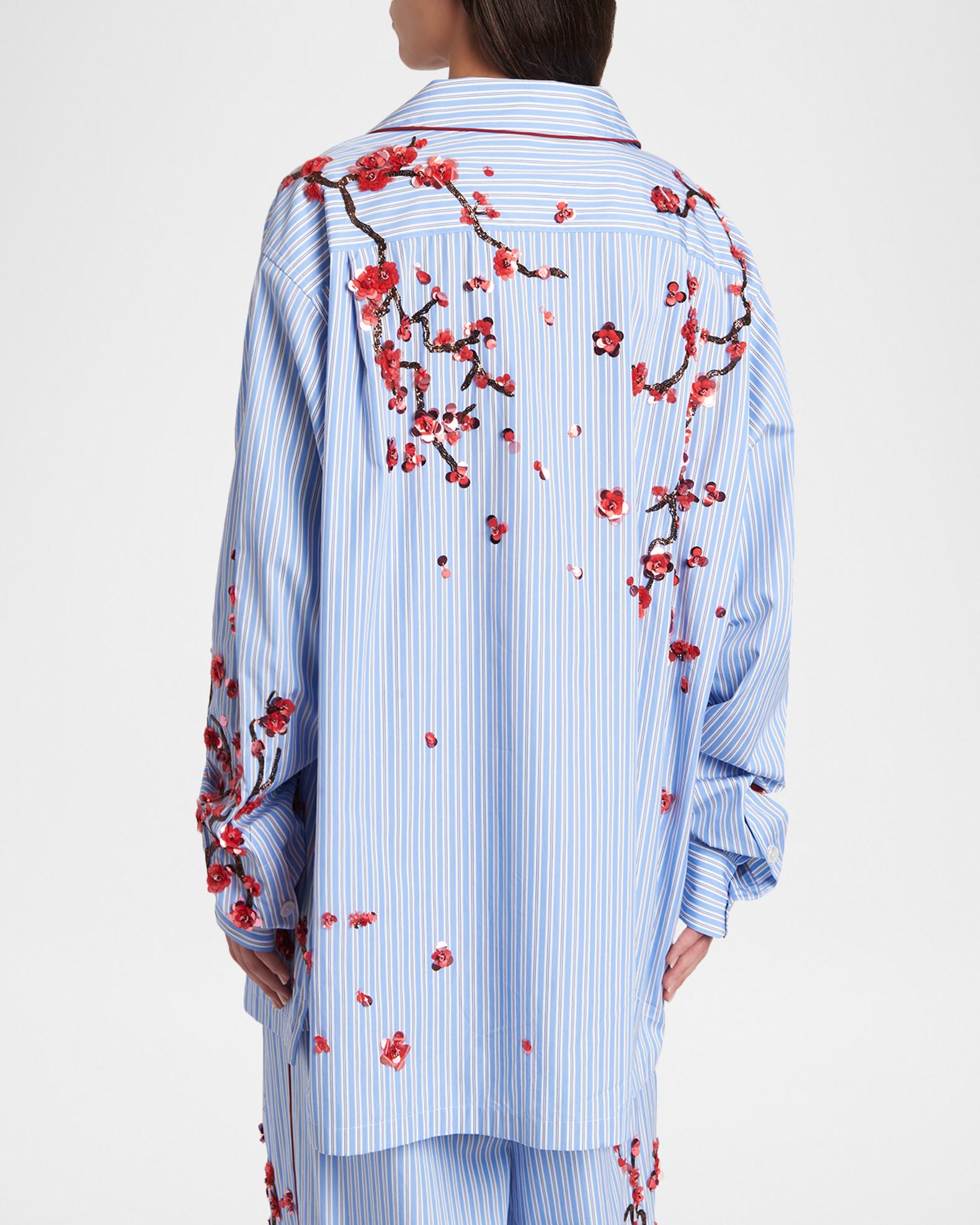 Dolce&Gabbana Cherry Blossom Embroidered Striped Pajama Shirt | Neiman ...
