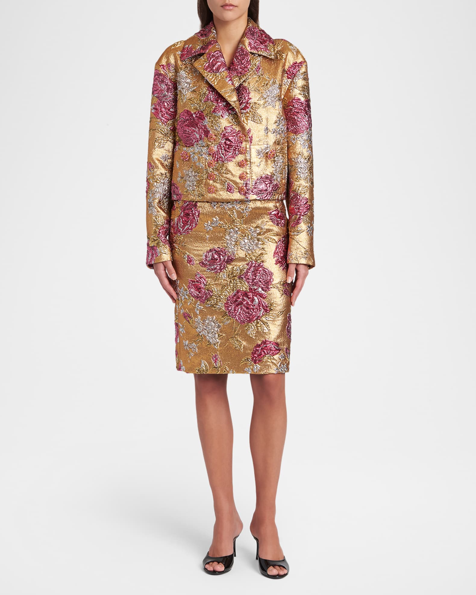 Dolce&Gabbana Metallic Floral Brocade Knee-Length skirt | Neiman