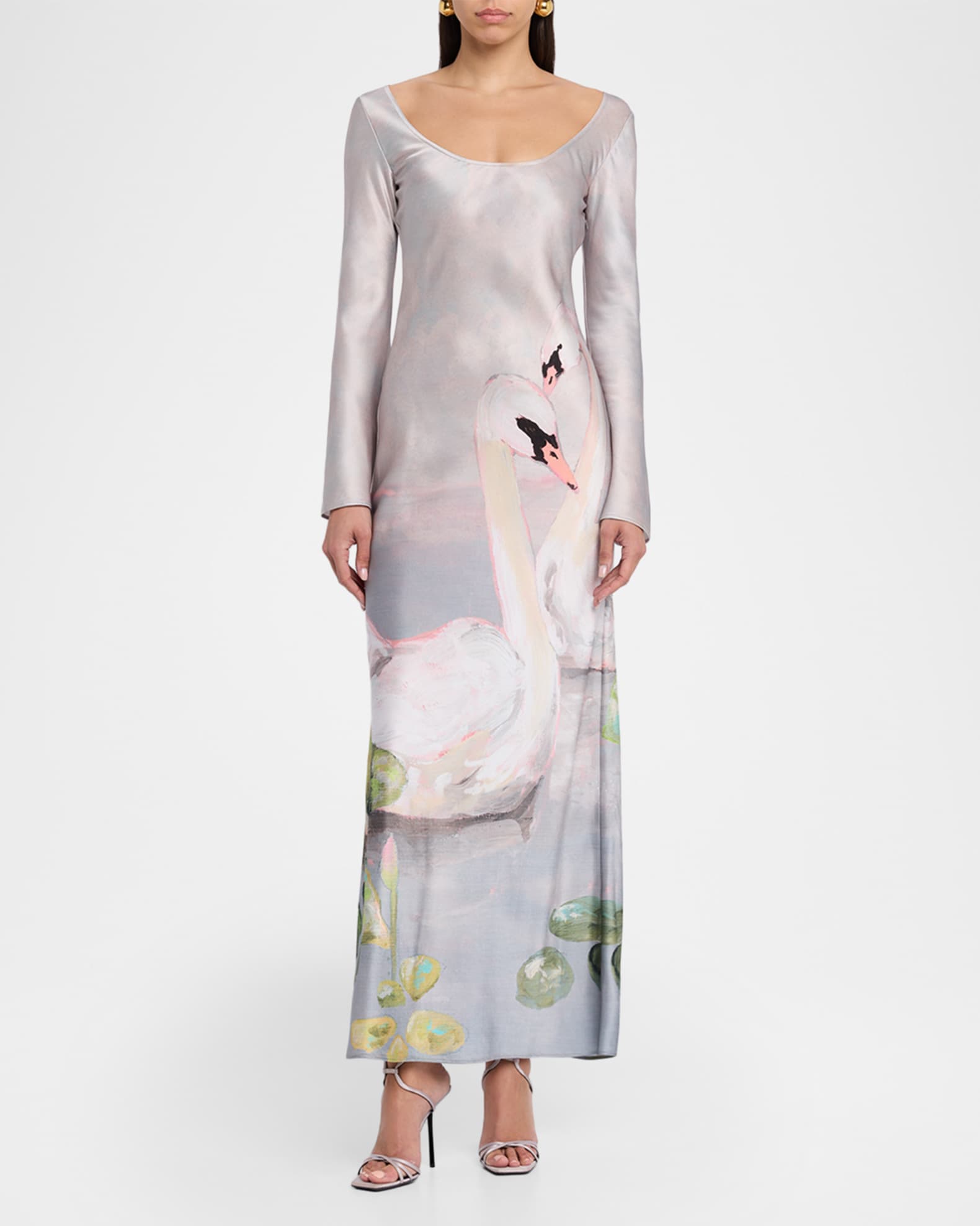 Acler Callaly Satin Maxi Dress, Swan Song, Women's, 4, Casual & Work Dresses Maxi Dresses