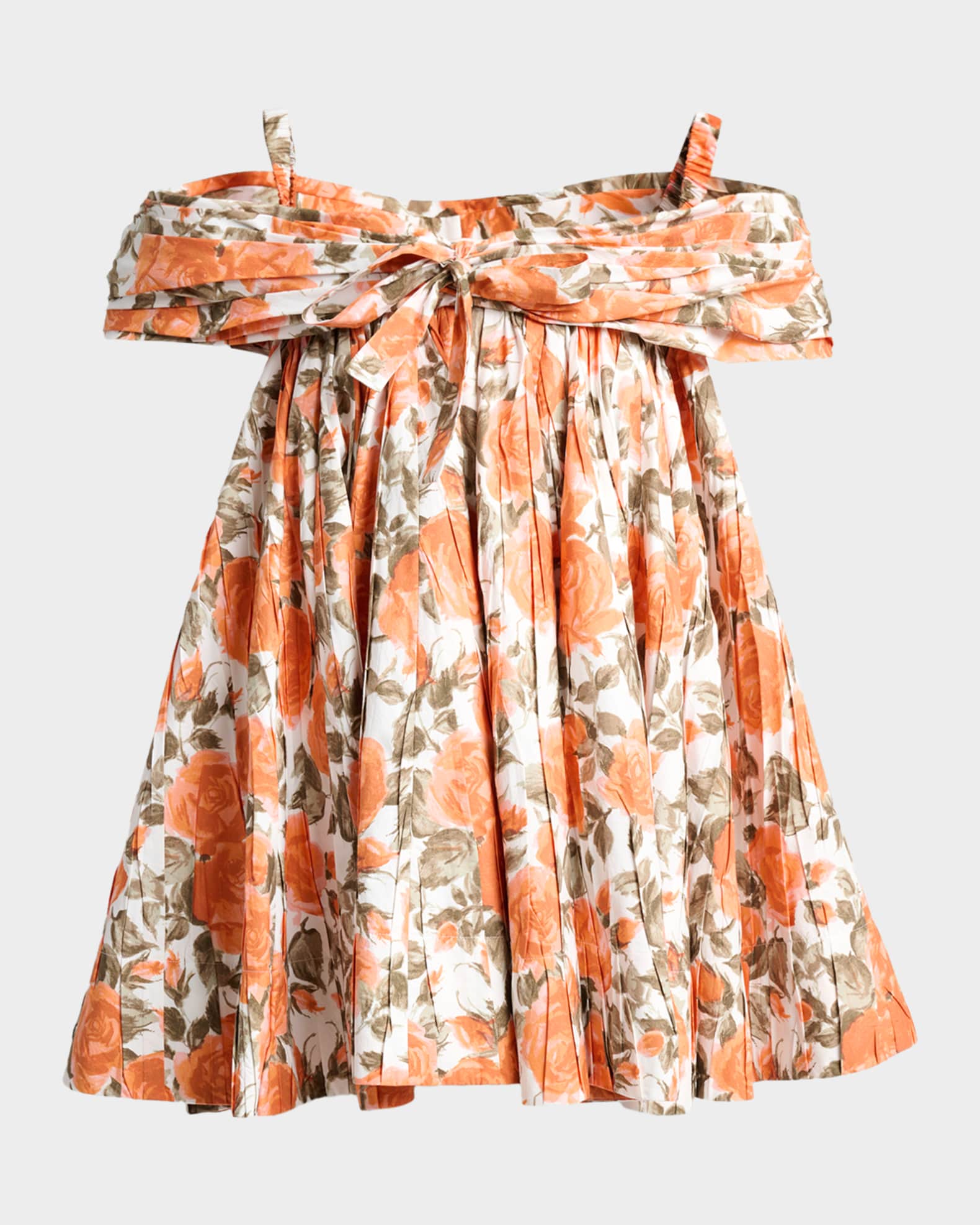 Chlo Off-shoulder Babydoll Dress - White & Orange