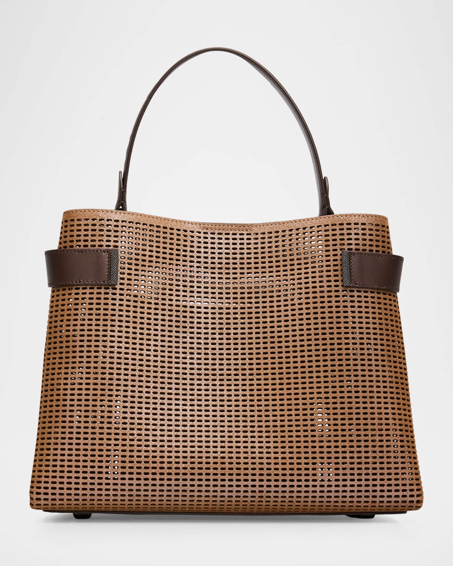 Brunello Cucinelli Essence Sparkling Leather Top-Handle Bag
