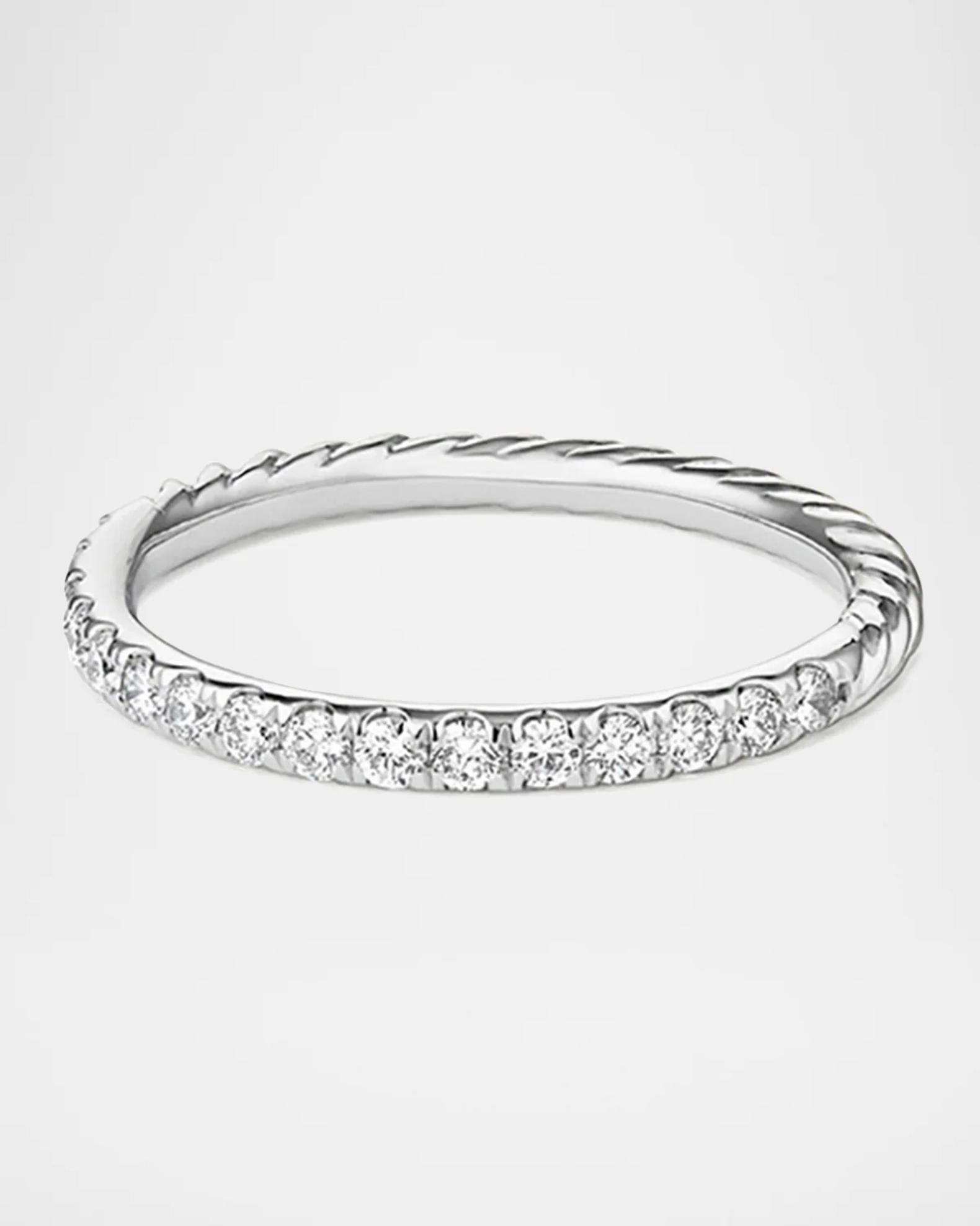 Cable Collectibles Stack Ring with Diamonds in 18K Gold | Neiman Marcus