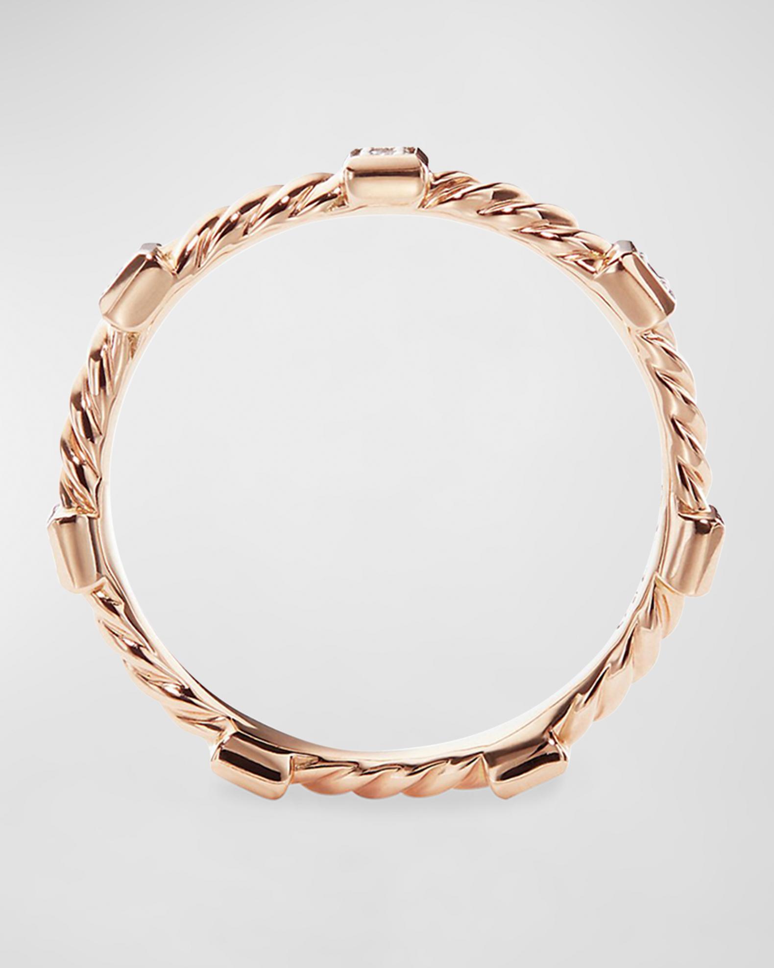 Cable Collectibles Stack Ring with Diamonds in 18K Gold | Neiman Marcus
