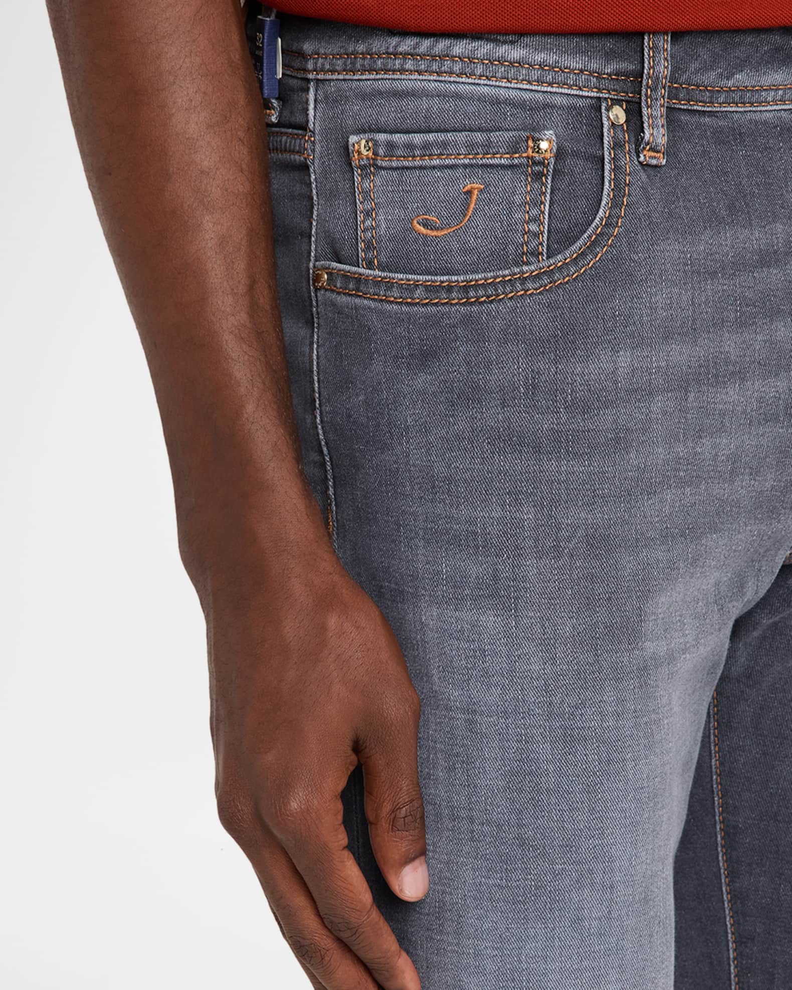 Jacob Cohen Men's Slim Straight-Leg Washed Black Denim Jeans