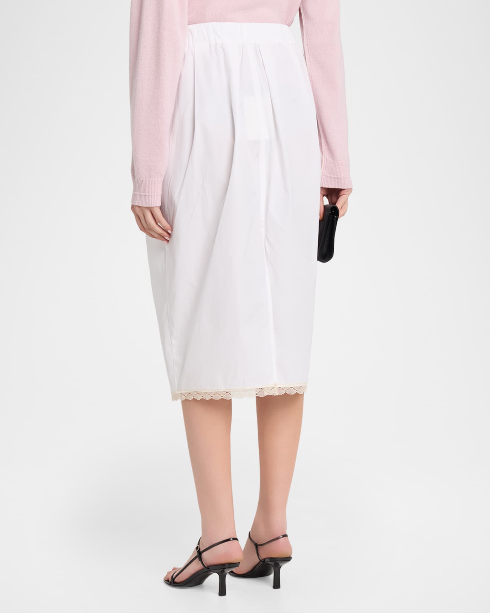 MARIA MCMANUS Lace-Trim Midi Tulip Skirt | Neiman Marcus