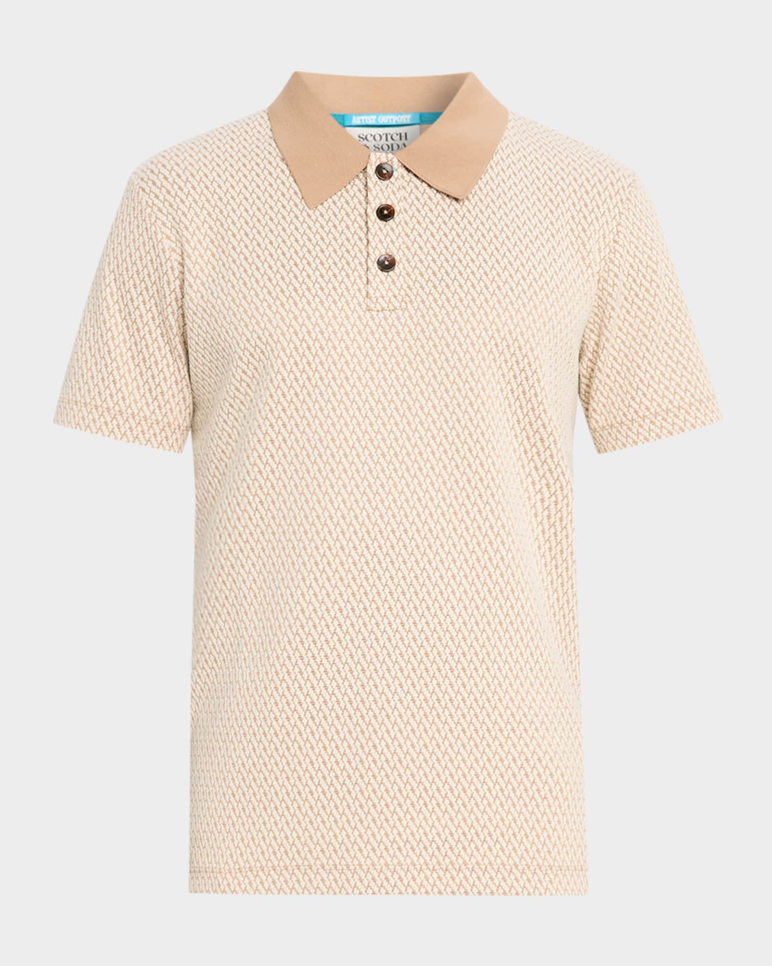 Scotch & Soda Men's Collared Short-Sleeve Jacquard Shirt | Neiman