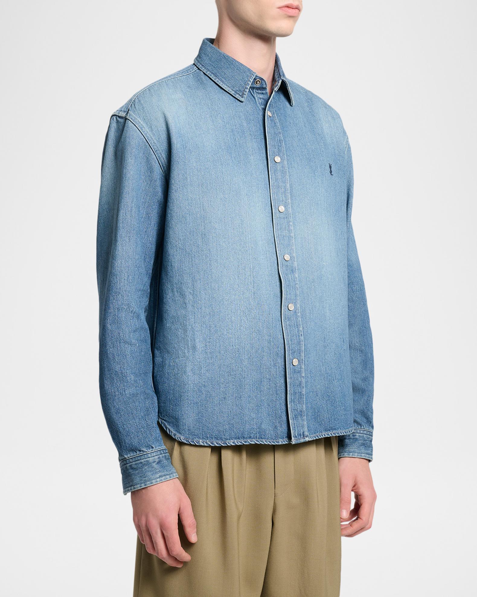 Saint Laurent Men's Colorado Embroidered Cassandre Snap-Front