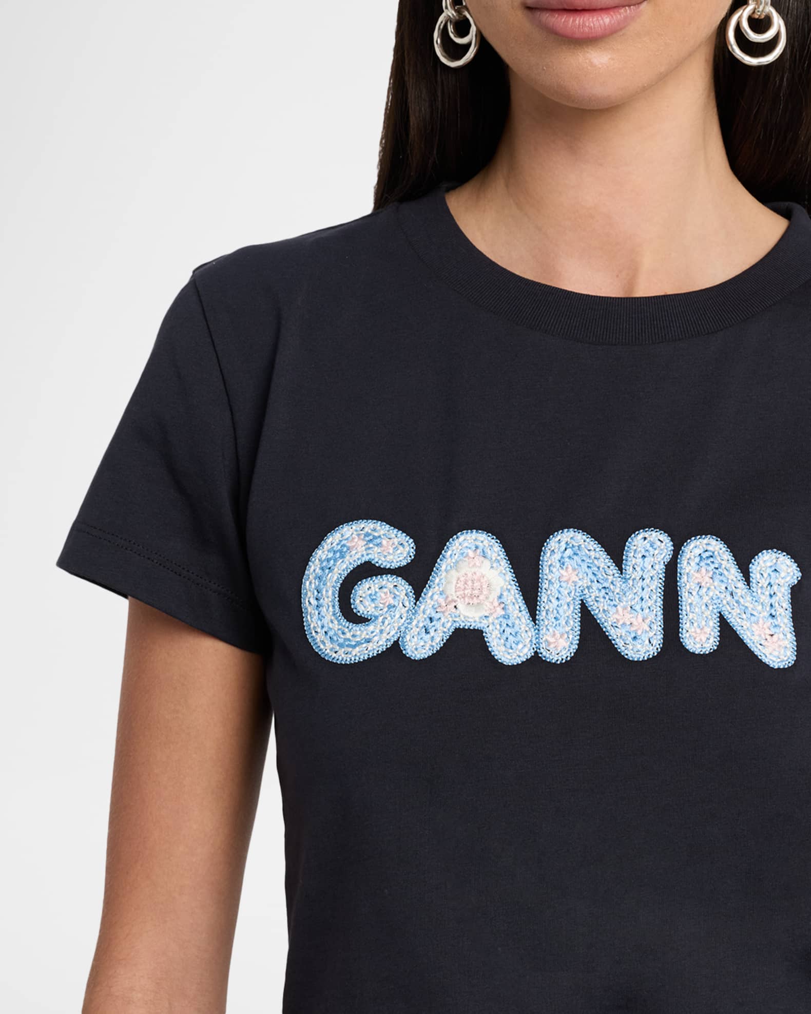 krs GANNI CHIARINIALIFA GANNI Gray Future Lamb T-Shirt GANNI