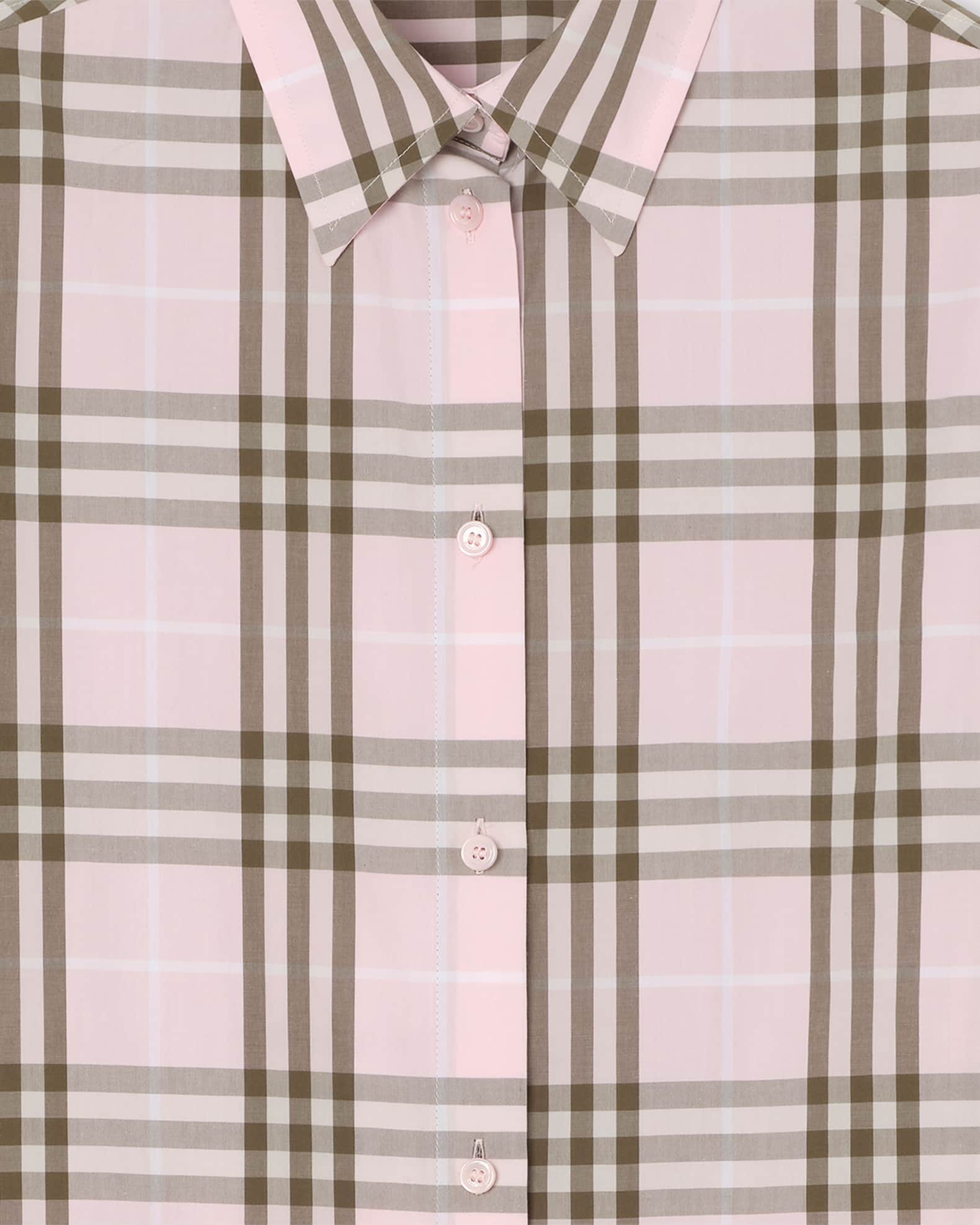 Burberry Classic Fit Check Cotton Women Shirt - Mallow Pink