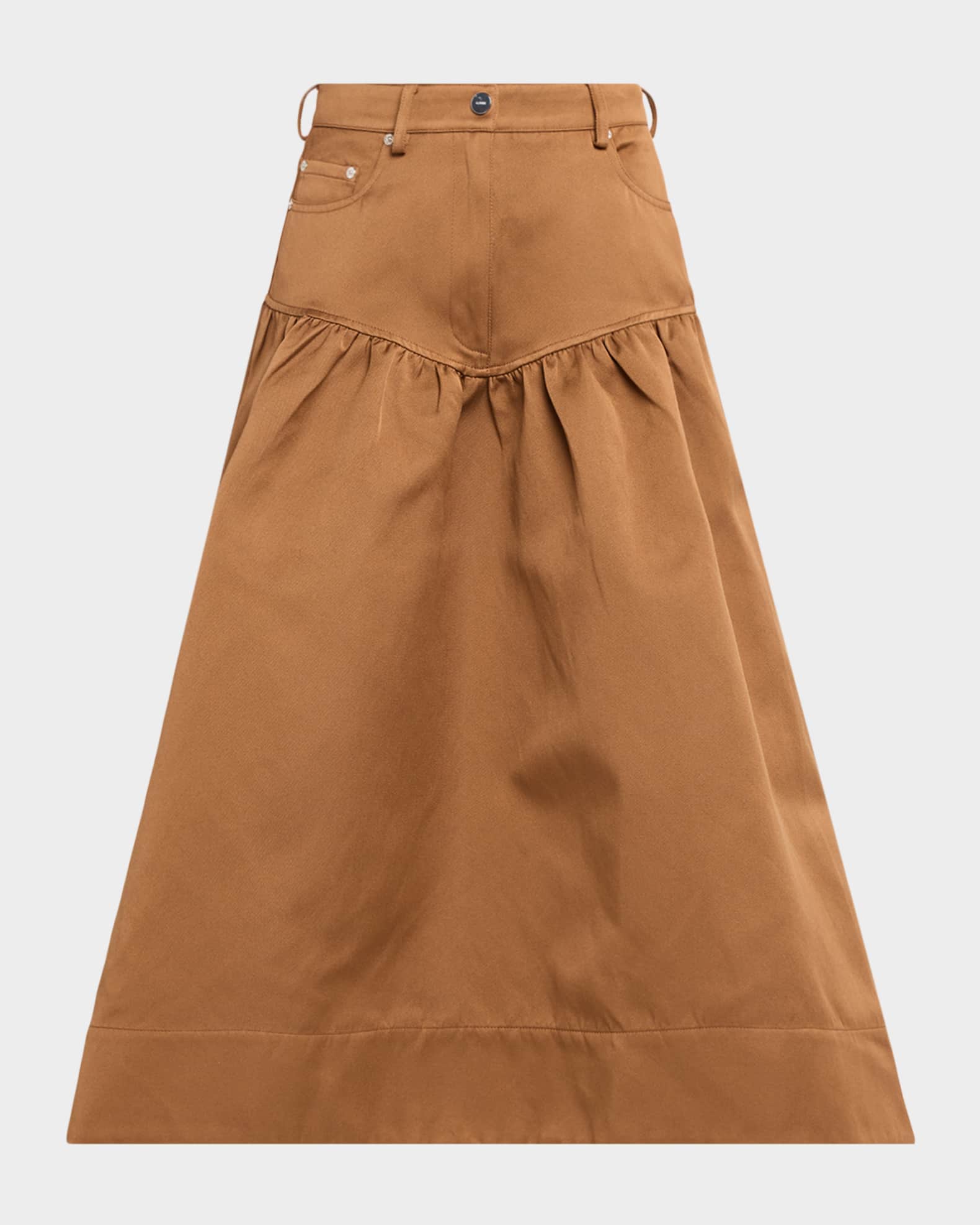 Ganni Duchesse Twill Midi Skirt | Neiman Marcus
