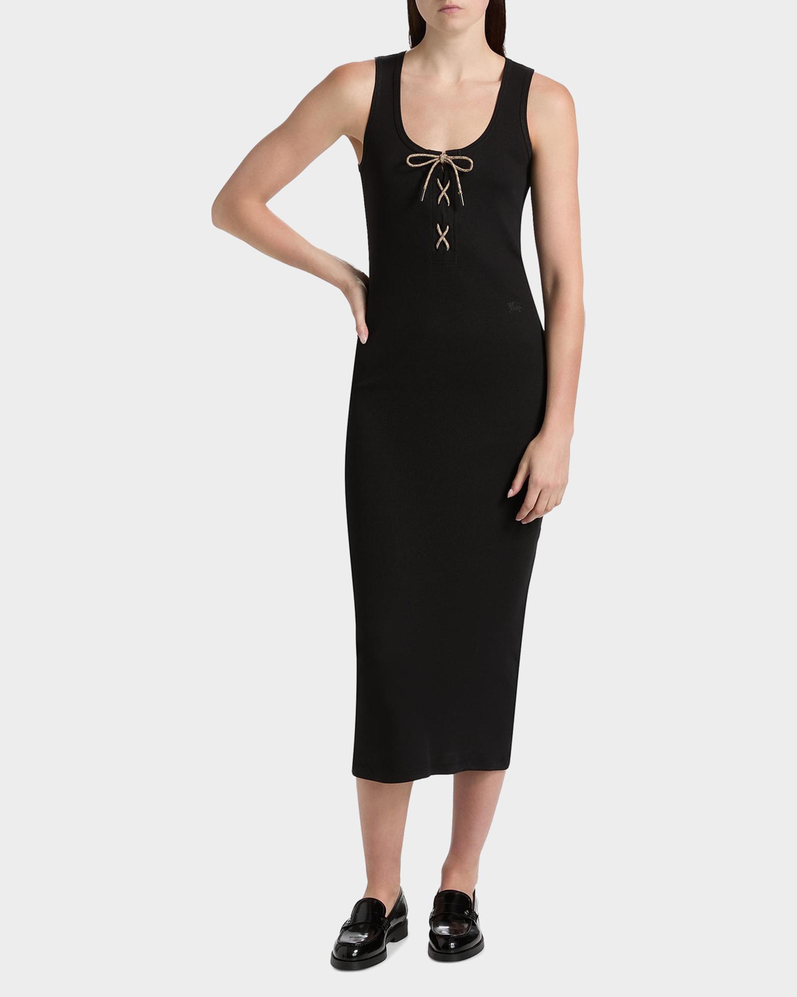 Burberry Carlotta Lace-Up Sleeveless Rib Midi Dress | Neiman Marcus