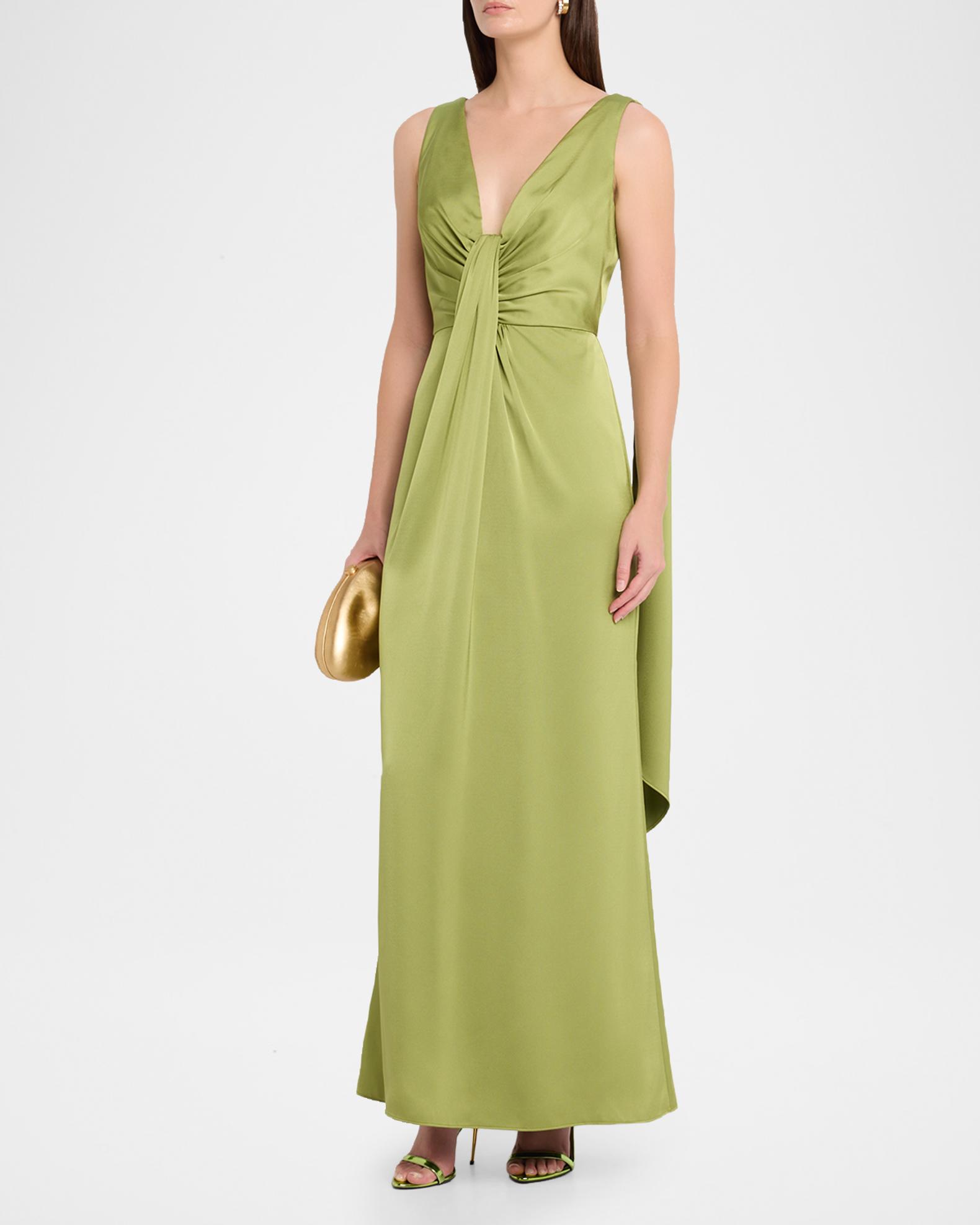 AIDAN MATTOX　ロングフォーマルドレス　「４ 」/ ９号程度 Aidan Mattox Draped Plunging Crepe Back Satin Gown | Neiman Marcus