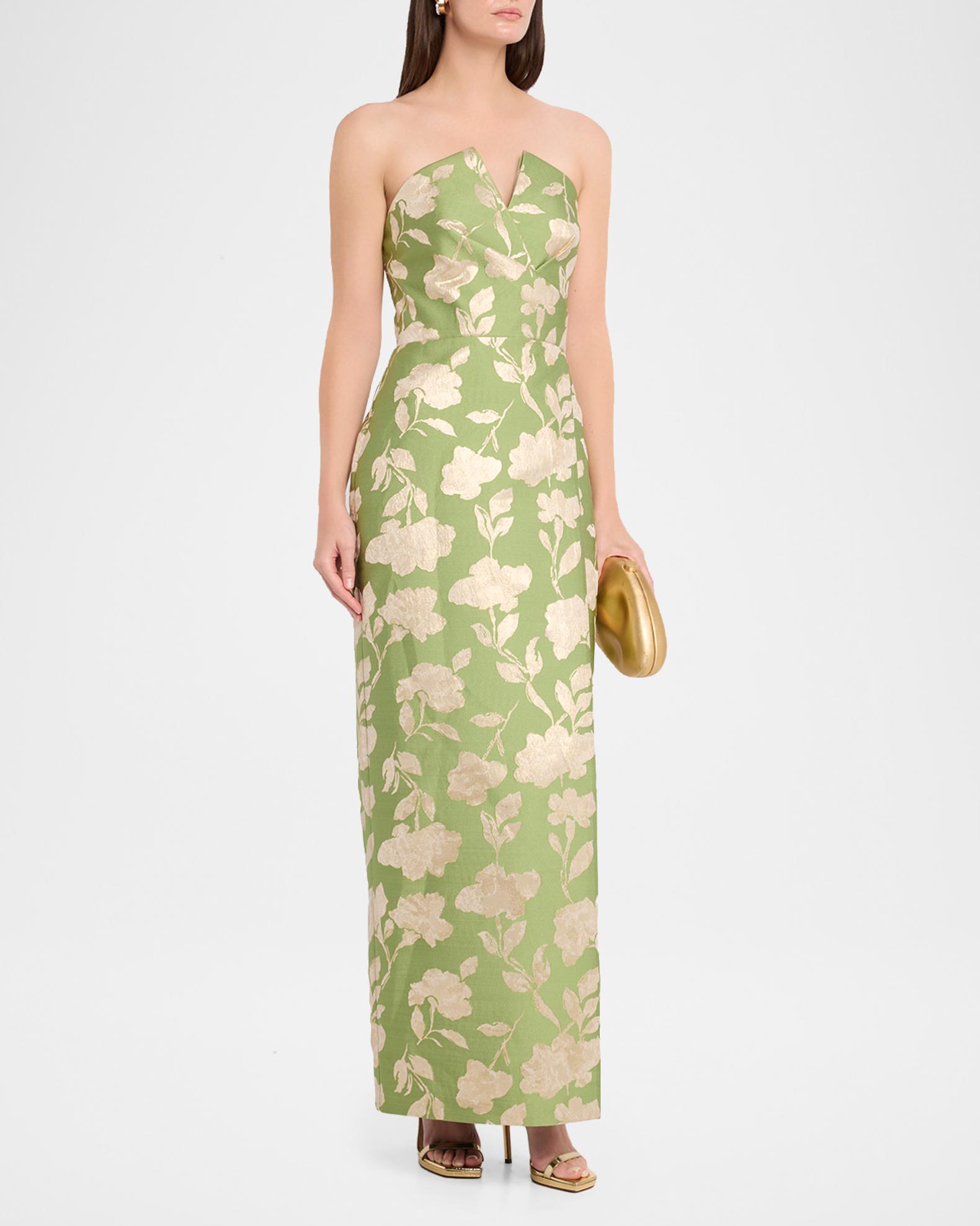 aidan mattox yellow dress Halter Dress MD1E209951 Hem hits above the knee Aidan Mattox Strapless Jacquard Metallic