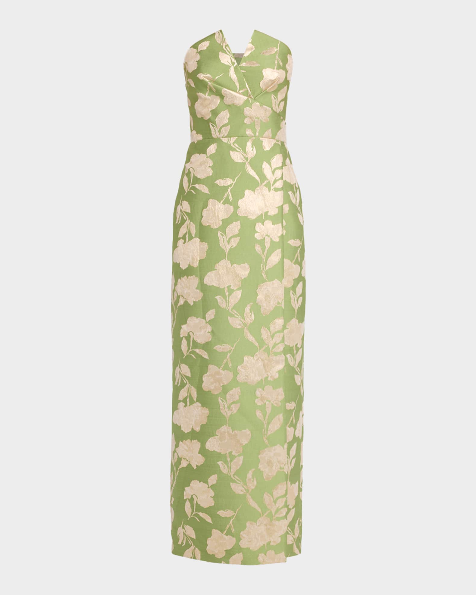Aidan Mattox Strapless Metallic Jacquard Column Gown | Neiman Marcus