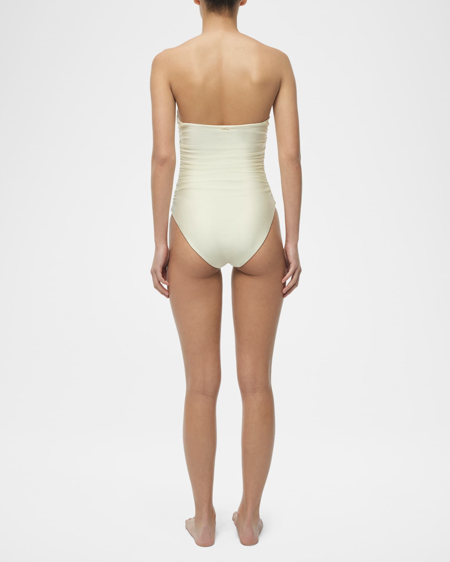 SIMKHAI Lorena Shell Strapless One-Piece Swimsuit | Neiman Marcus