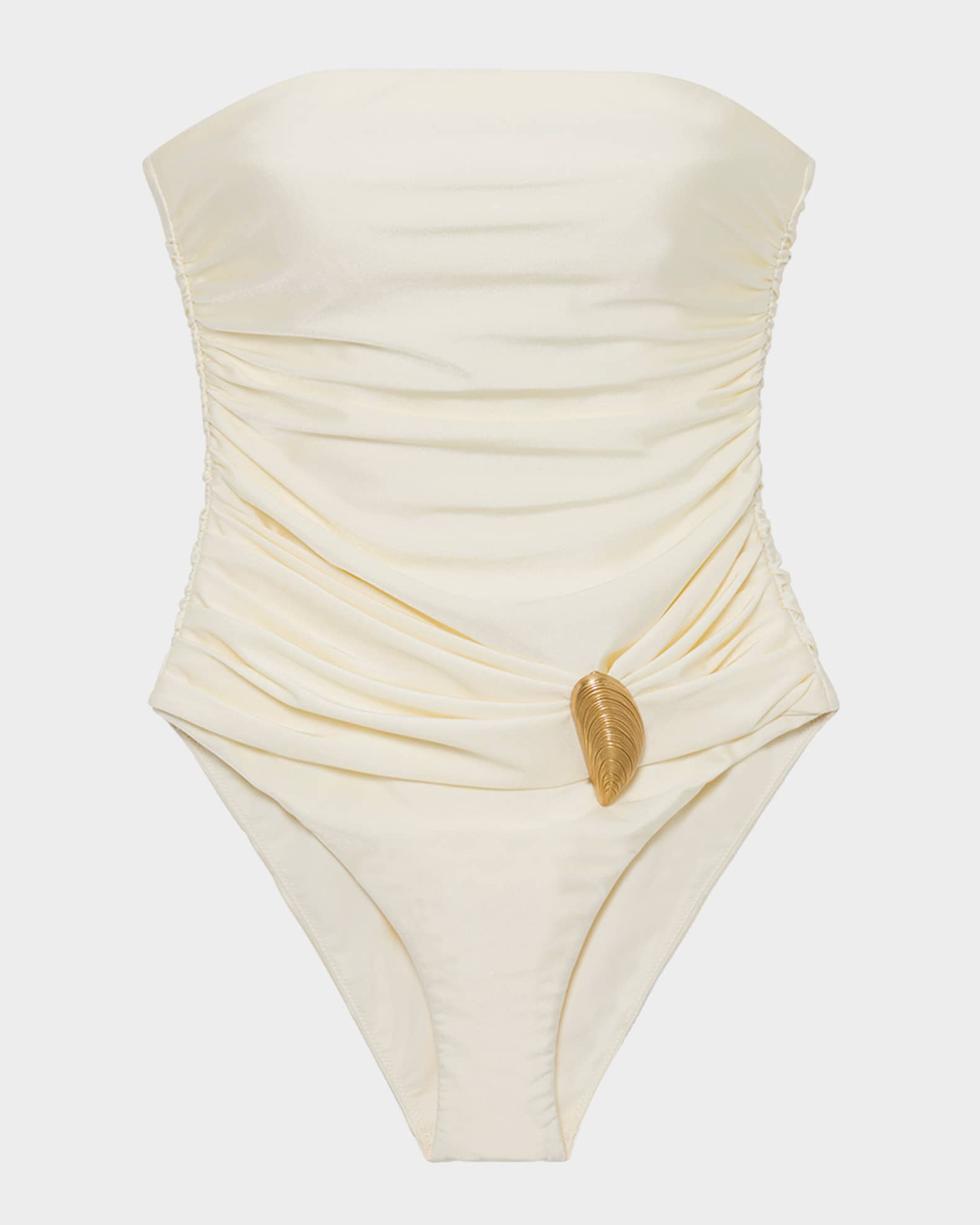 SIMKHAI Lorena Shell Strapless One-Piece Swimsuit | Neiman Marcus