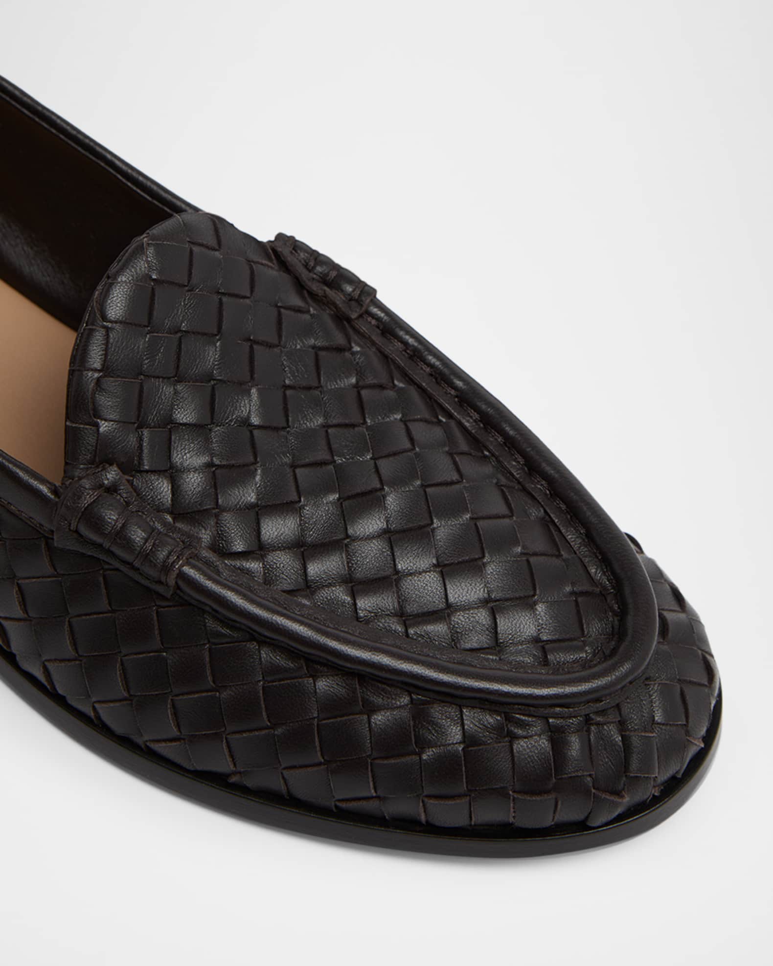 Bottega Veneta Men's Silenzio Intrecciato Napa Leather Loafers