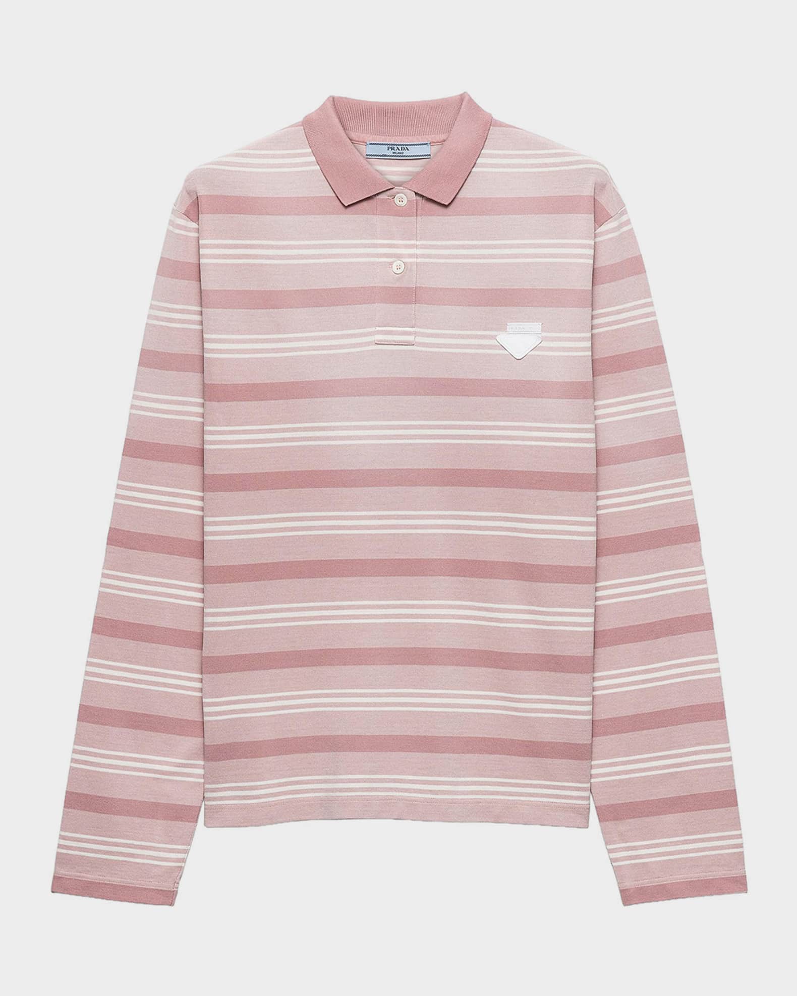 Prada Striped Cotton Pique Polo Shirt | Neiman Marcus
