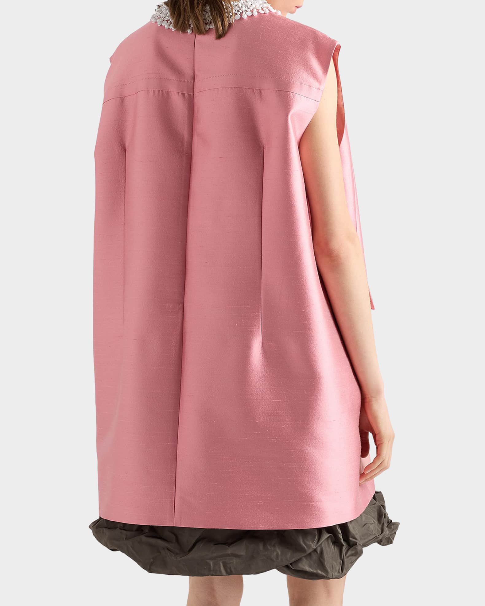 Prada Beaded Double Shantung Mini Shift Dress | Neiman Marcus