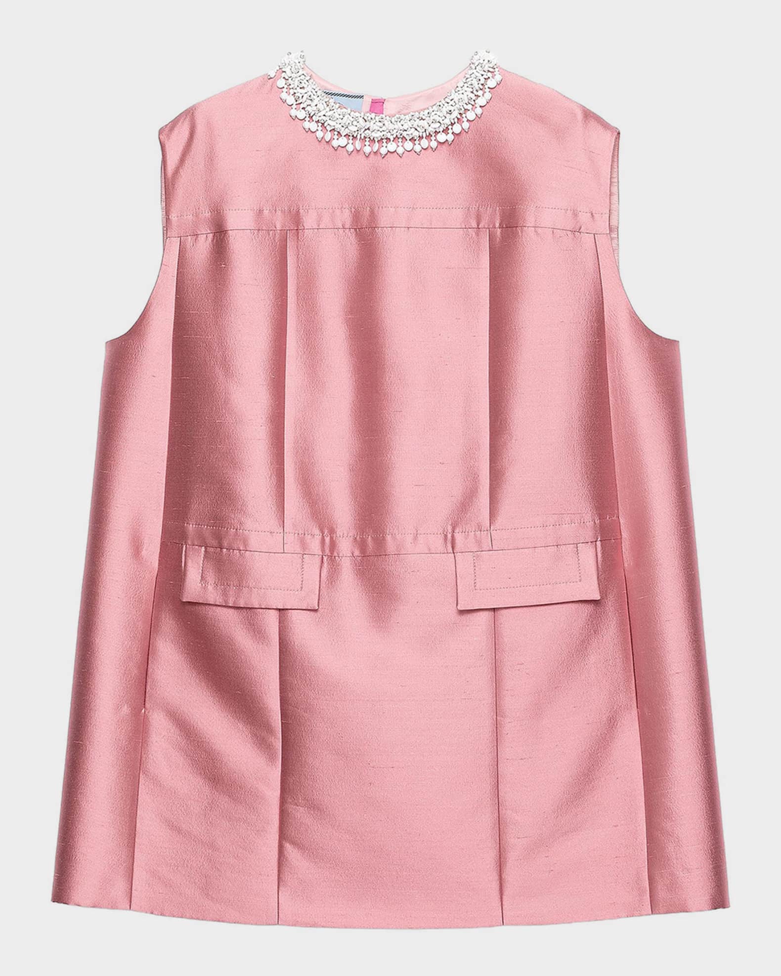 Prada Beaded Double Shantung Mini Shift Dress | Neiman Marcus