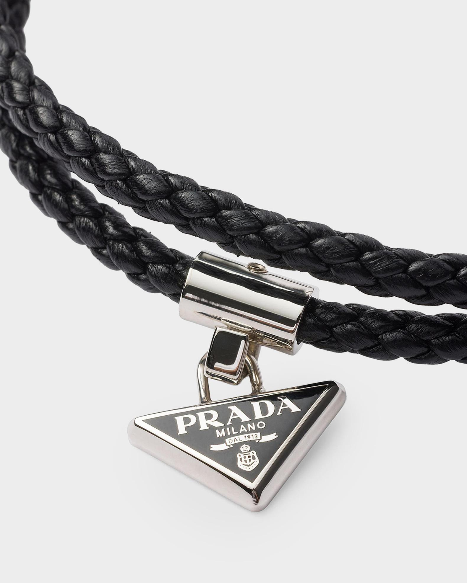 PRADA ブラック ブレスレット Prada Nappa Leather Logo Charm Bracelet | Neiman Marcus