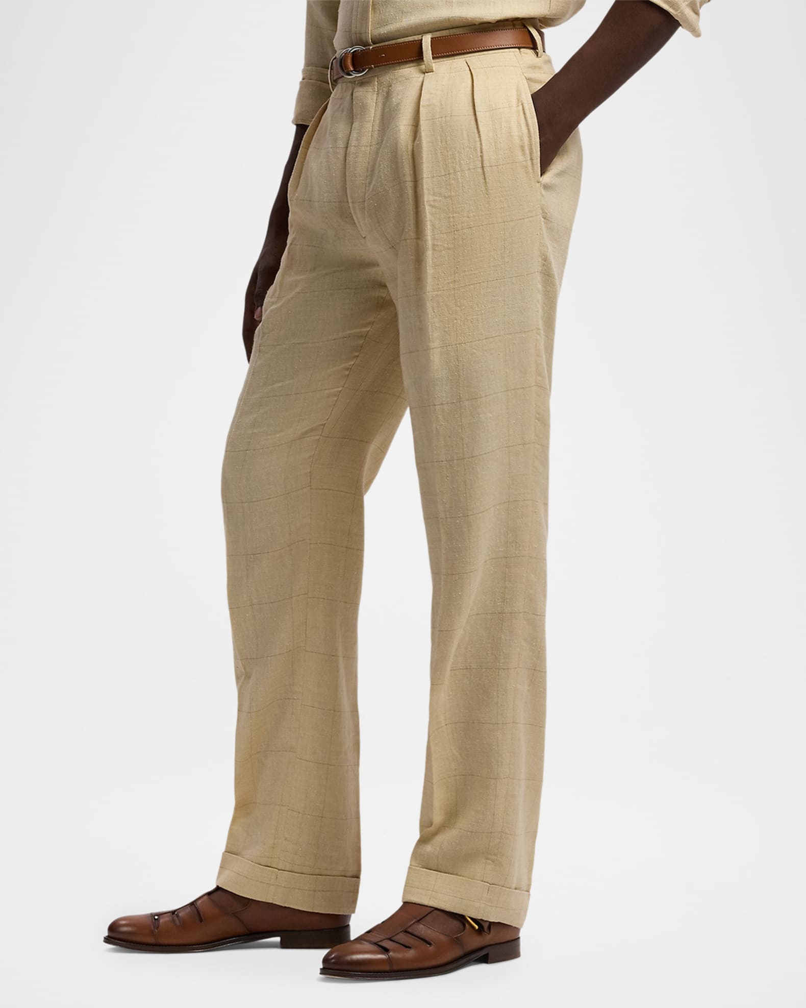 Ralph Lauren Purple Label Glenn Hand-Tailored Windowpane Trouser