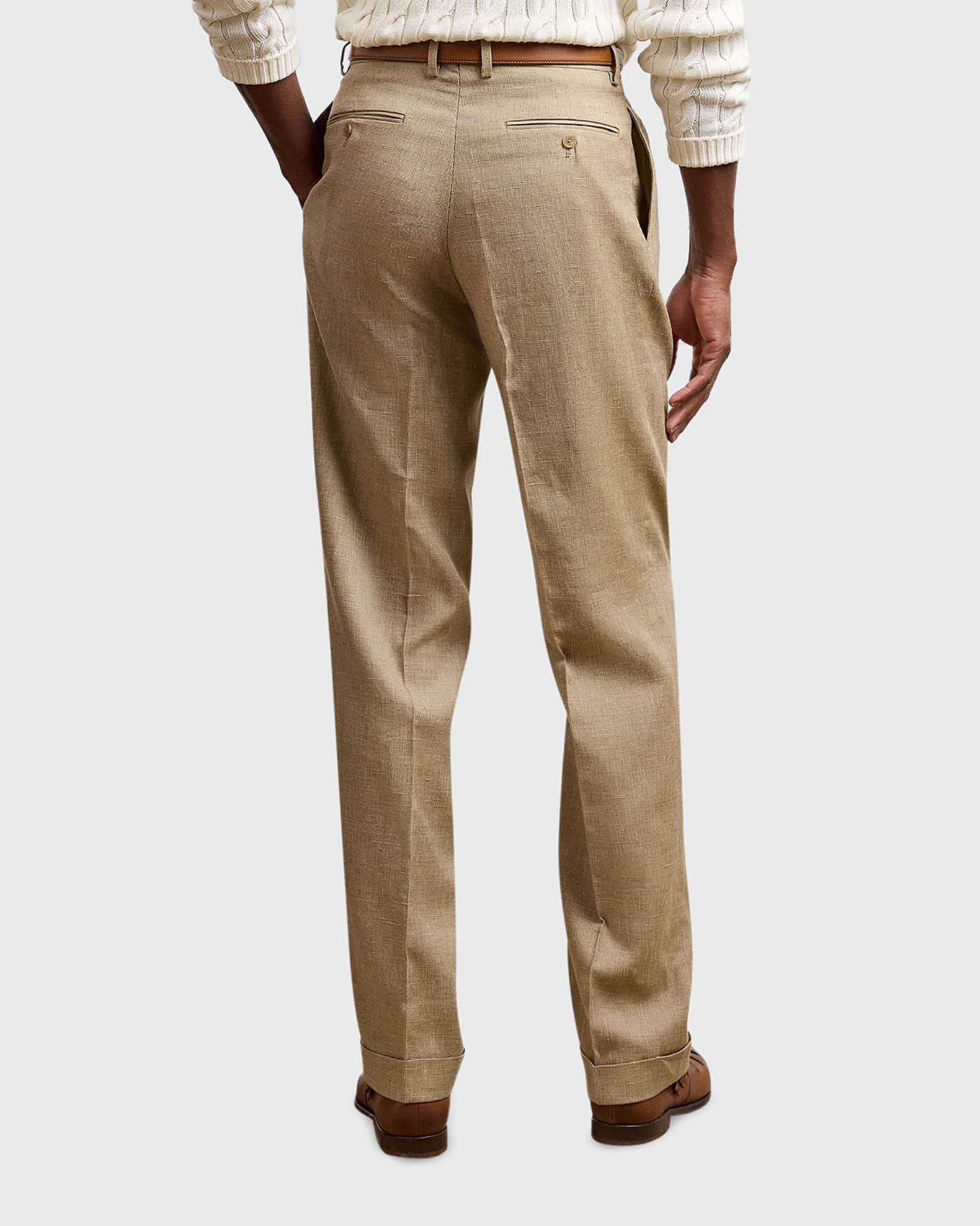 Ralph Lauren Purple Label Men's Micro-Textured Pleated Straight