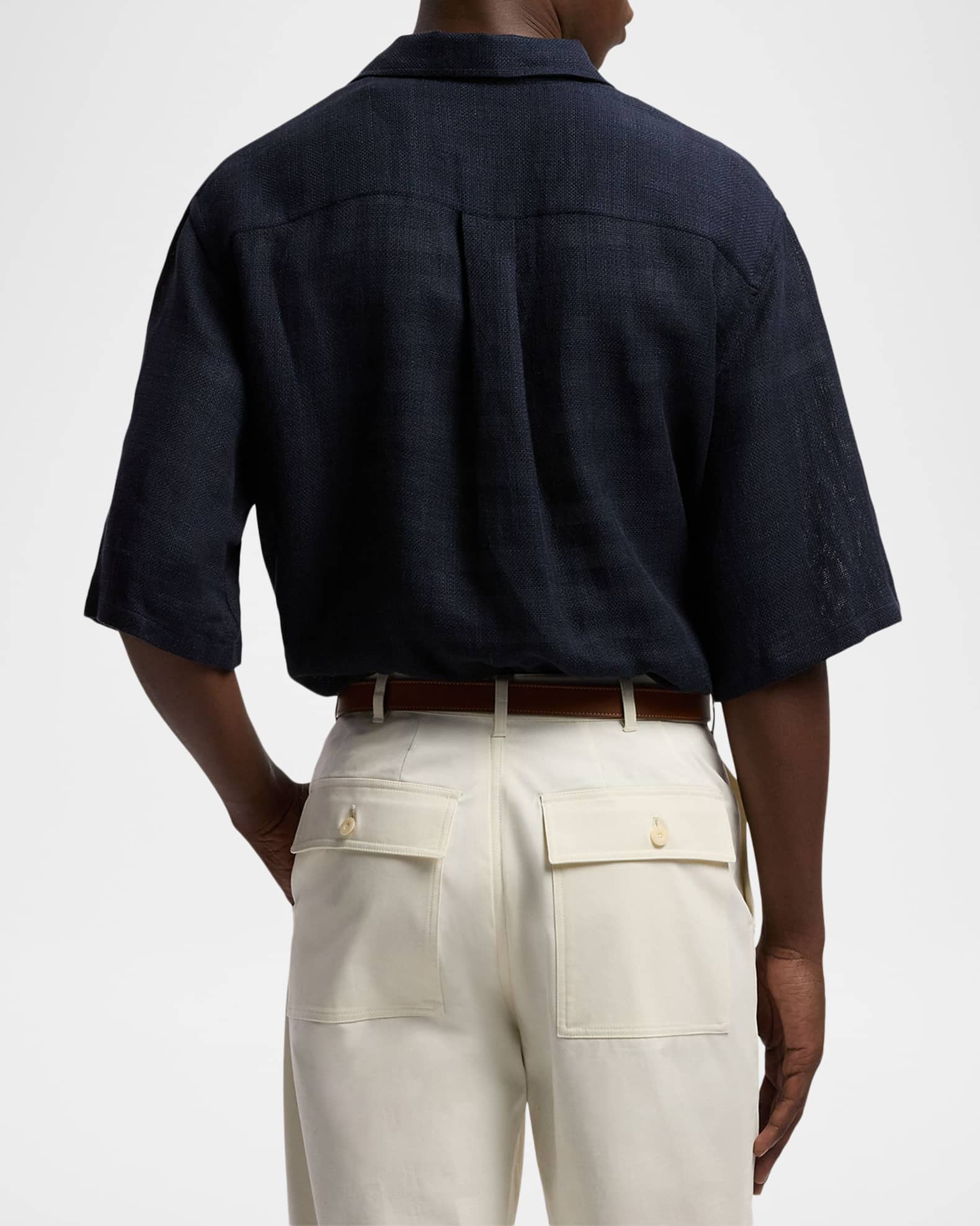 Ralph Lauren Purple Label Men's Basketweave Tonal Stripe Linen
