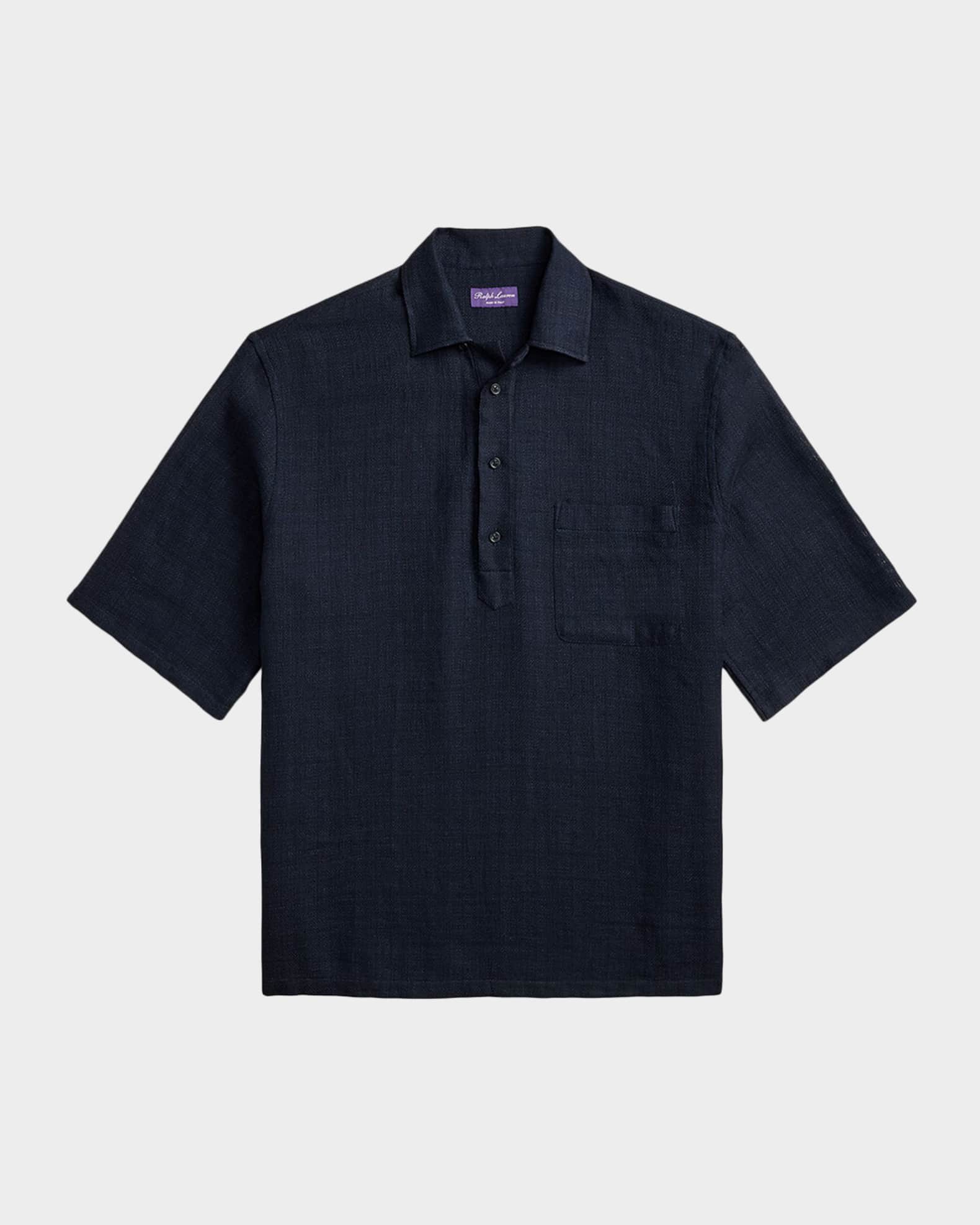 Ralph Lauren Purple Label Men's Basketweave Tonal Stripe Linen
