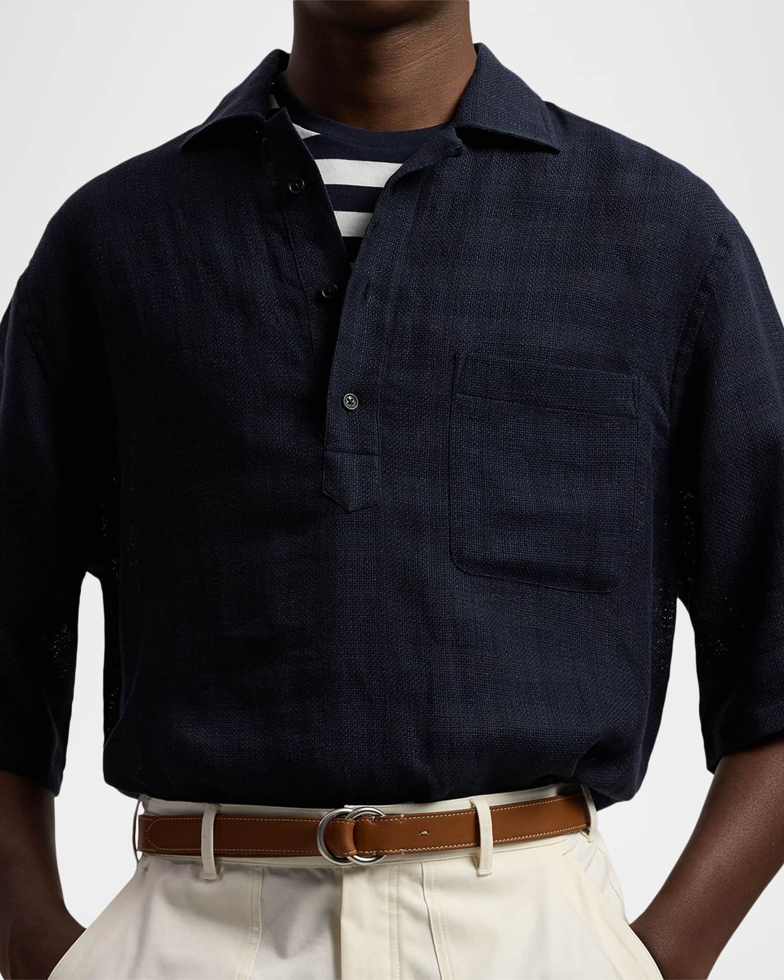 Ralph Lauren Purple Label Relaxed Fit Basket-Woven Shirt | Neiman
