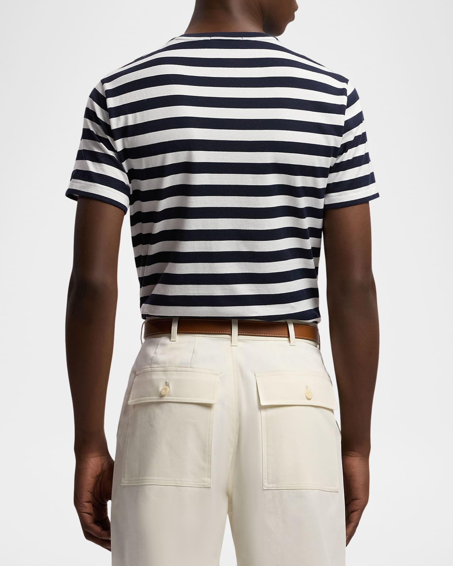 Ralph Lauren Purple Label Men's Striped Lisle-Piqué Crewneck T