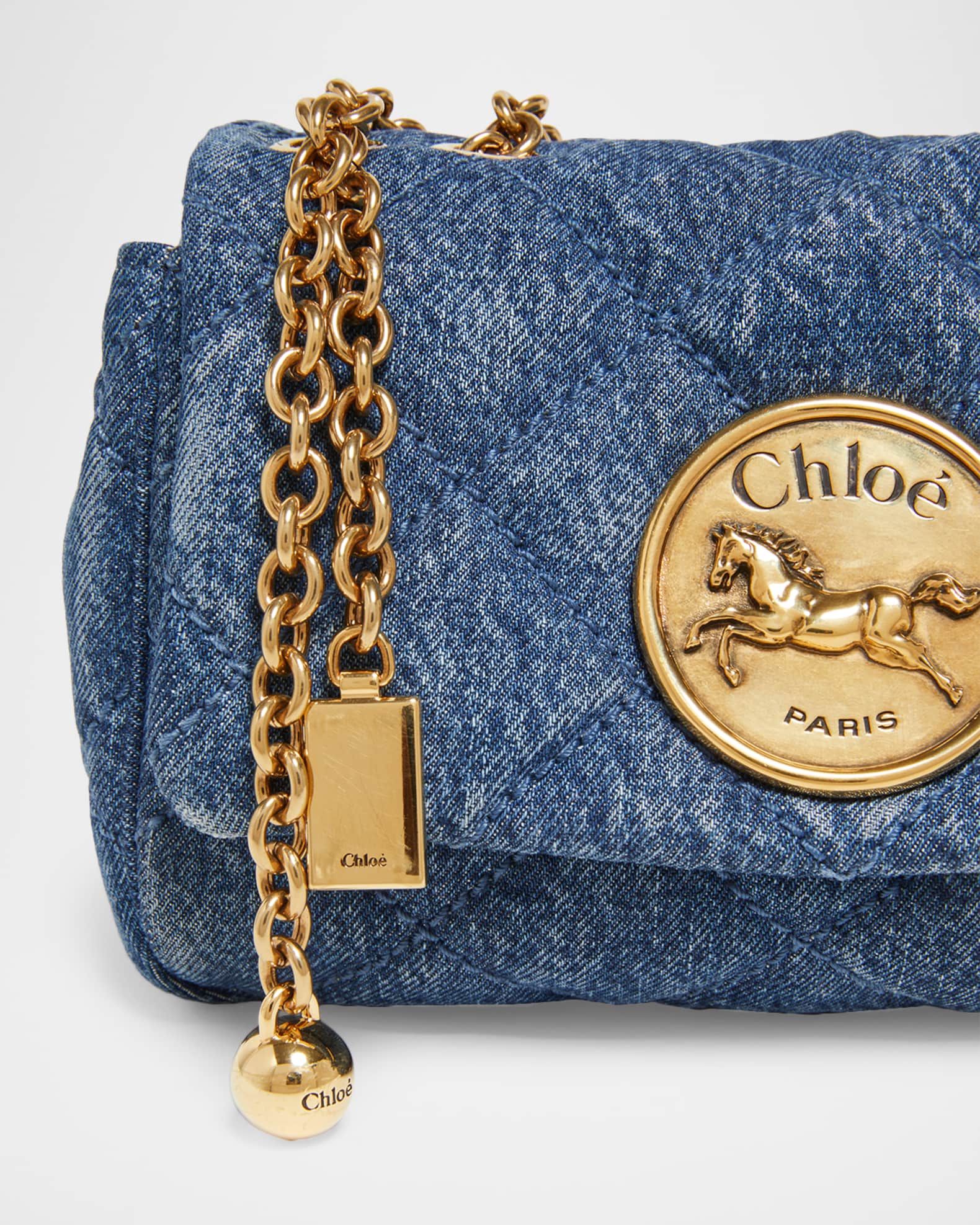 Chloe Heritage Denim Shoulder Bag | Neiman Marcus