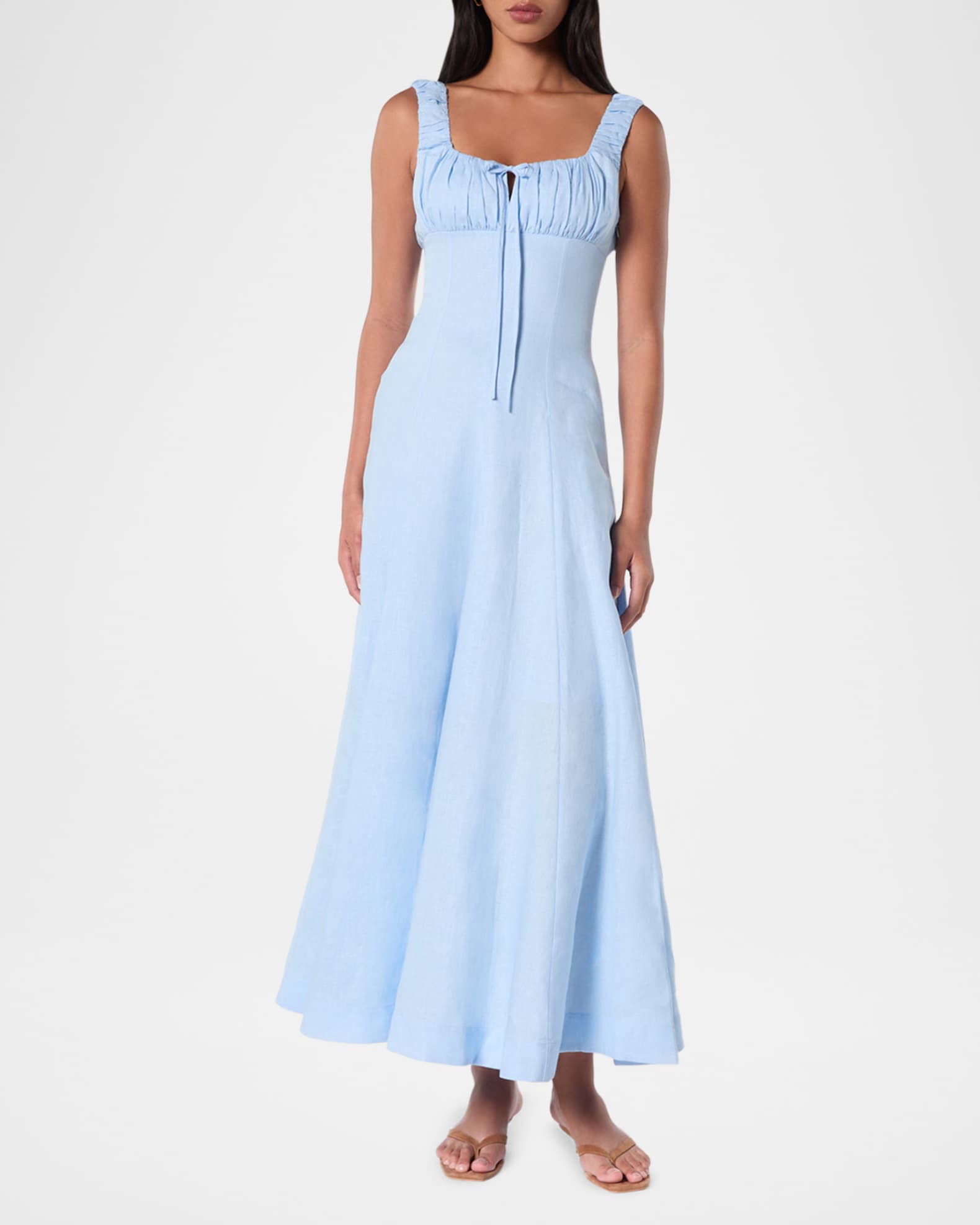 nicholas makenna linen midi dress Makenna Drop Waist Corset Midi Dress
