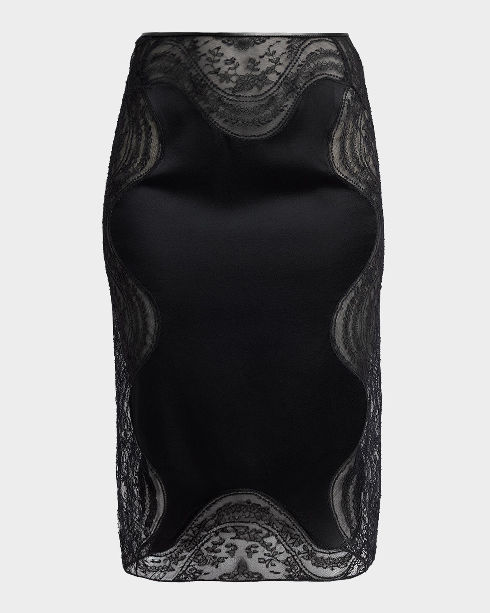 TOM FORD Lace-Trim Crepe Envers Satin Knee-Length Skirt | Neiman