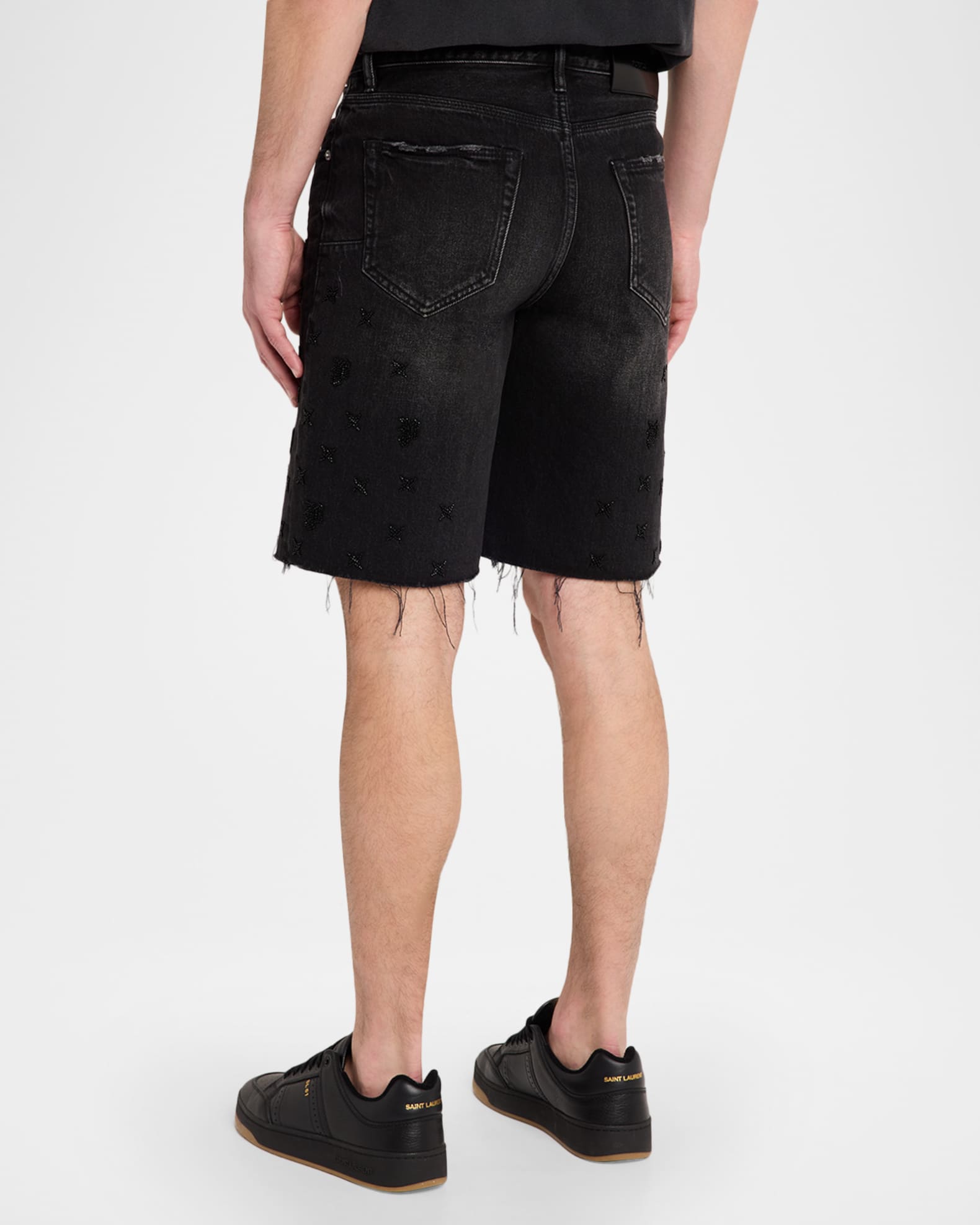 PURPLE Men's P059 Beaded Monogram Shorts | Neiman Marcus