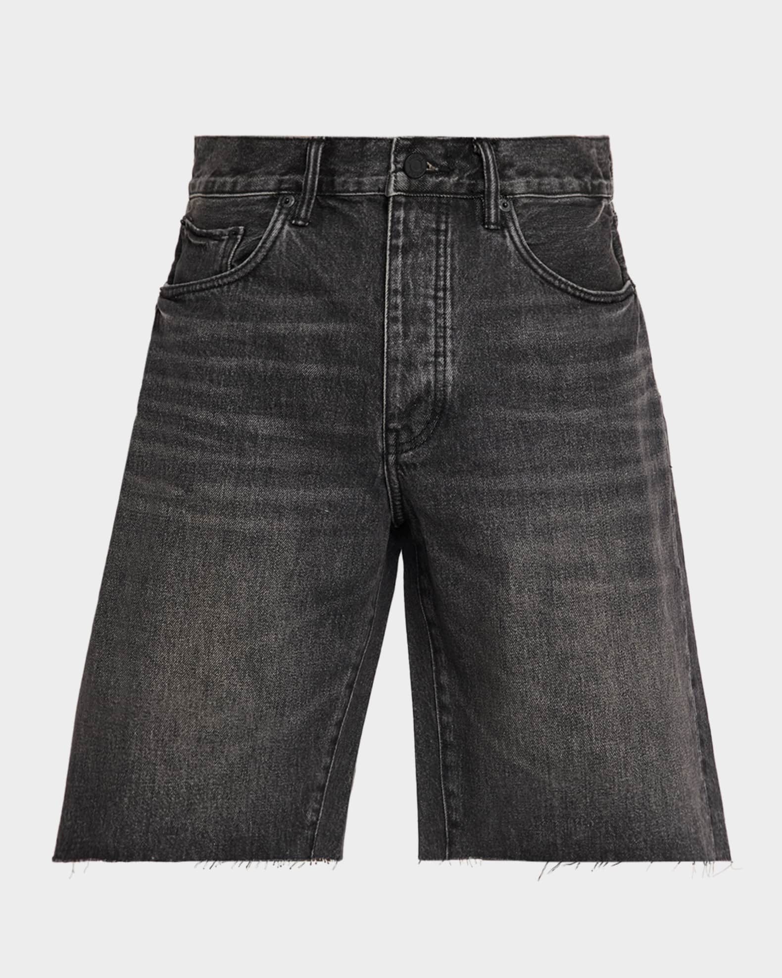 PURPLE Men's Kamari Relaxed Fit Black Denim Shorts | Neiman Marcus