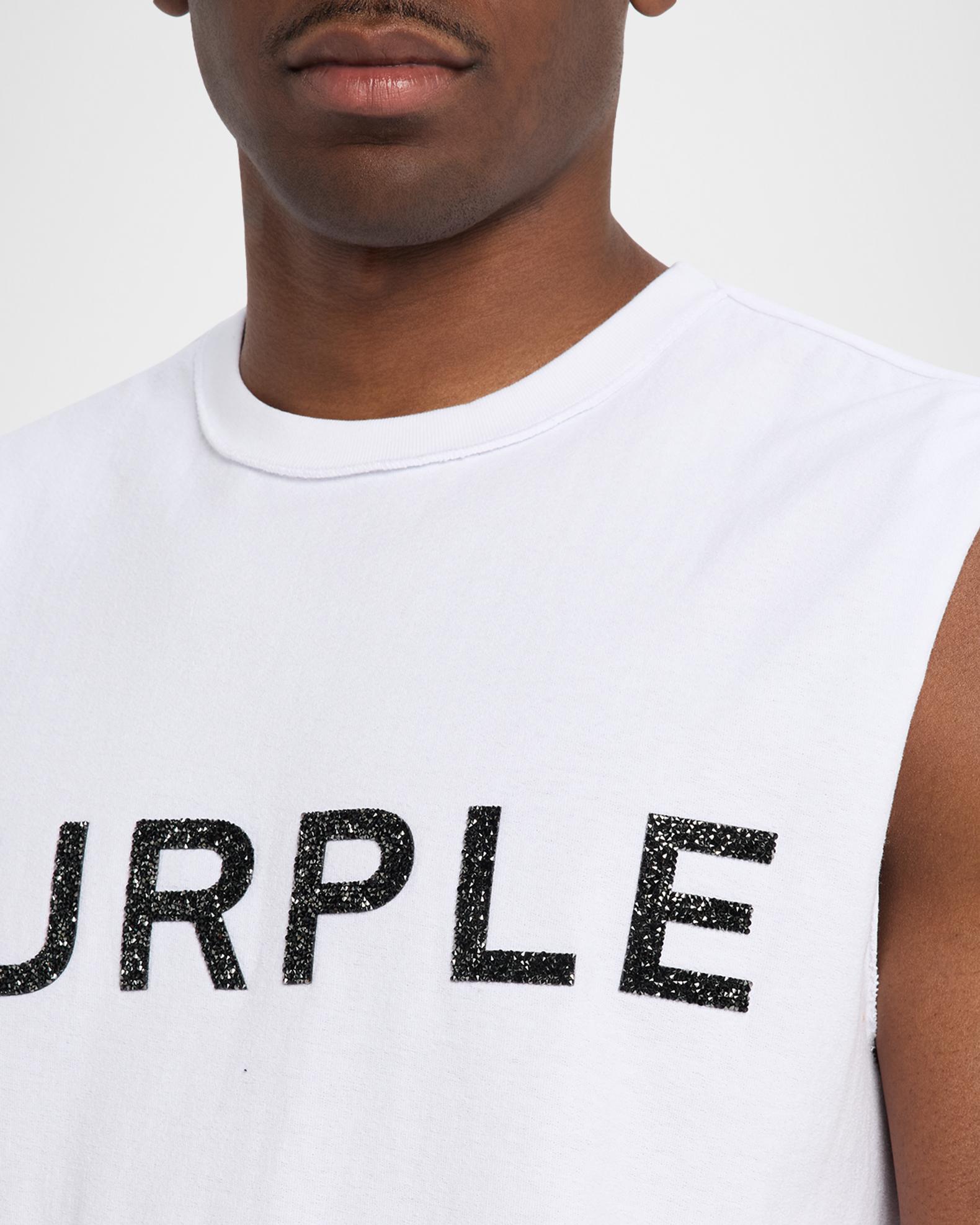 PURPLE Men's Textured-Logo Sleeveless Cotton T-Shirt | Neiman Marcus