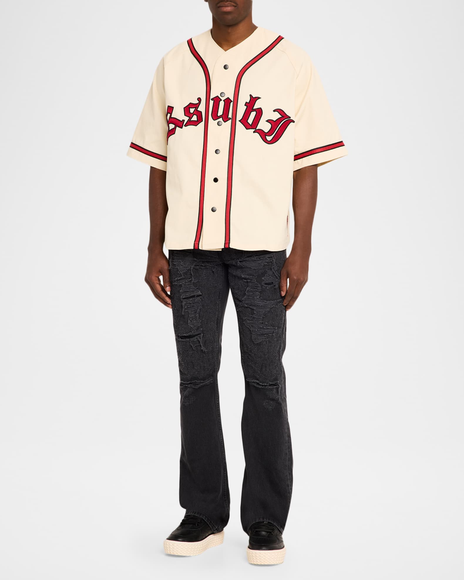 Ksubi Men's Kball Embroidered Twill Baseball Jersey | Neiman Marcus