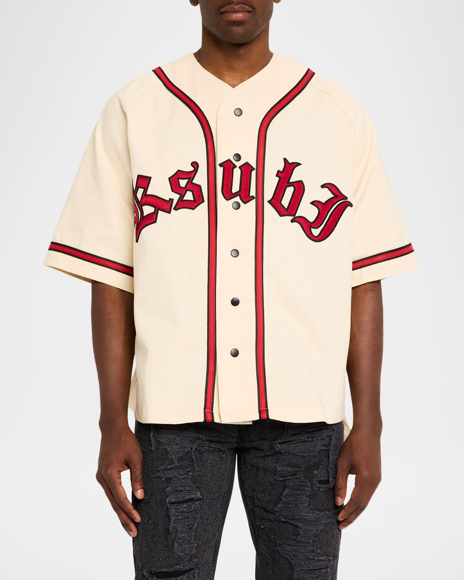 Ksubi Men's Kball Embroidered Twill Baseball Jersey | Neiman Marcus